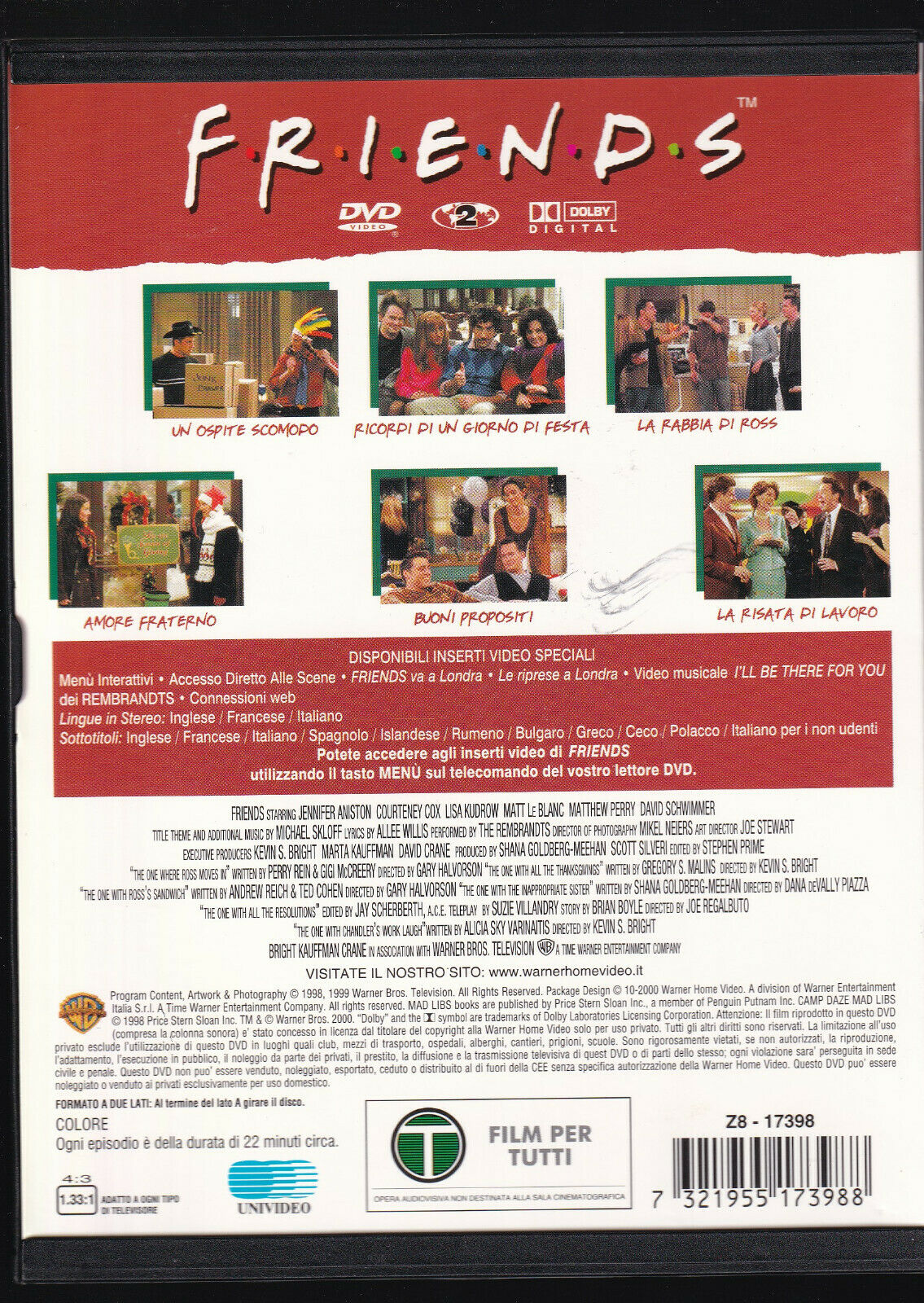EBOND Friends Stagione 5 Episodi 7-12 DVD Snapper D558202