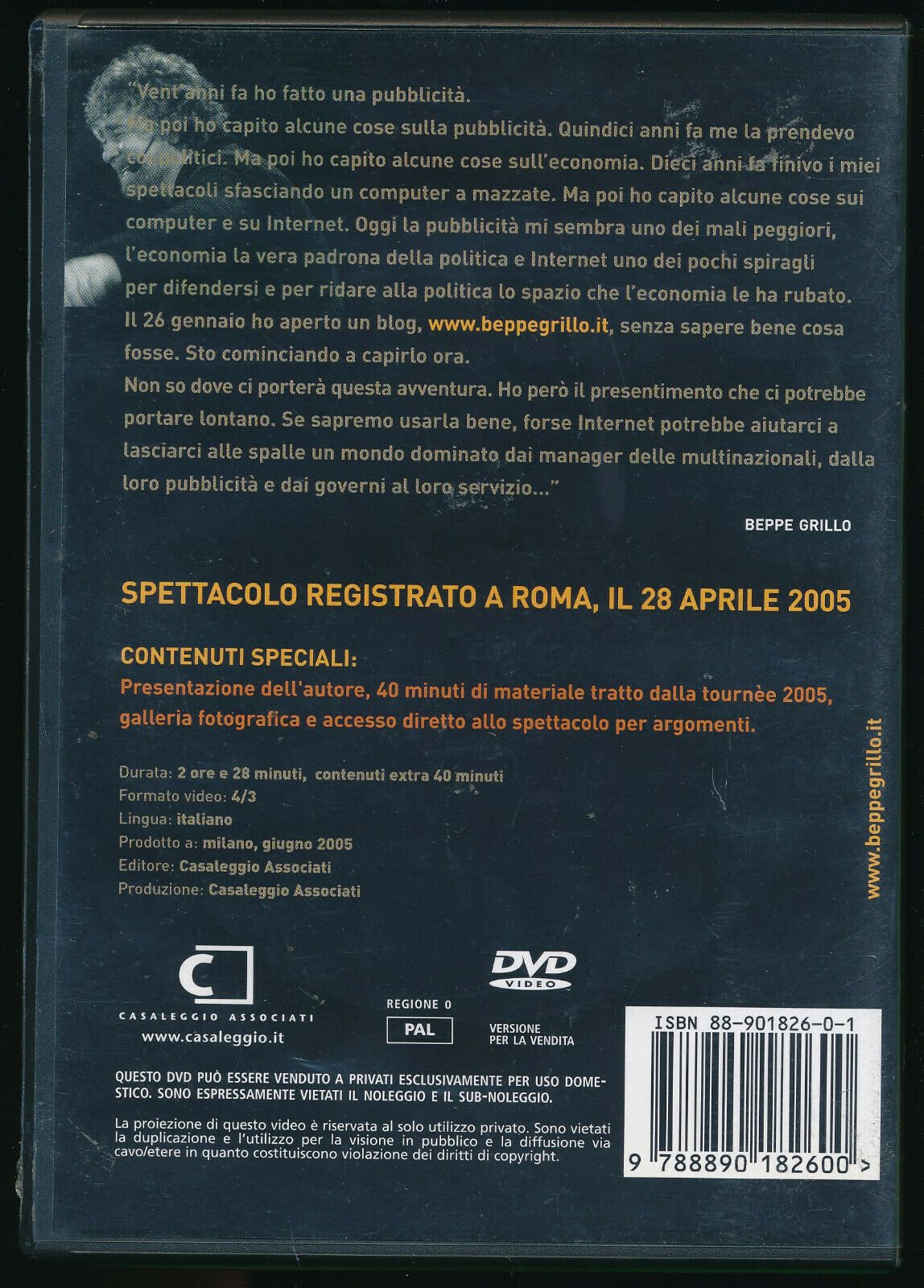 EBOND Beppegrillo.it: Spectacolo Registrato a Roma DVD D559433