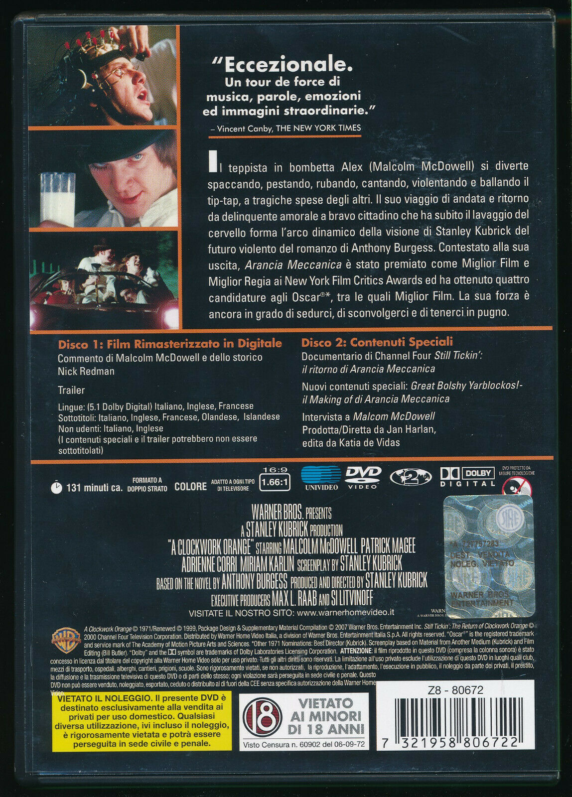 EBOND Arancia Meccanica DVD EDizione Speciale Due Dischi D560130