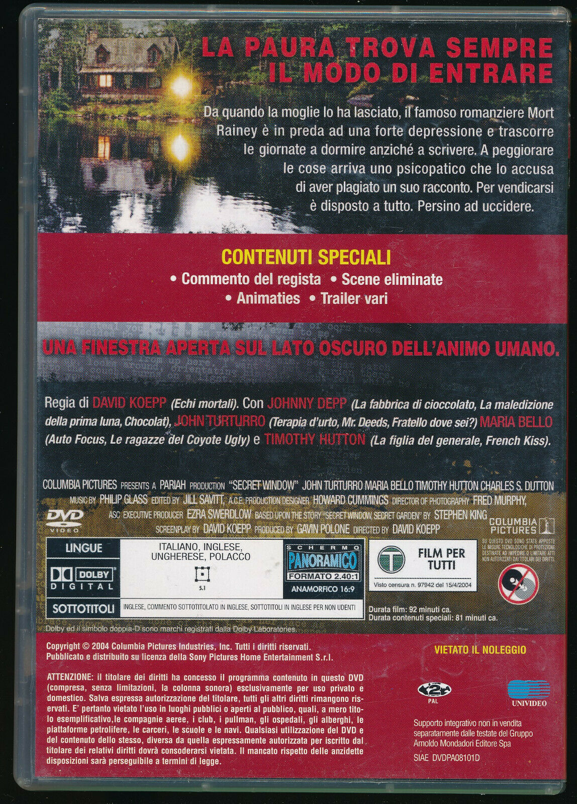 EBOND Secret Window DVD Editoriale D561075