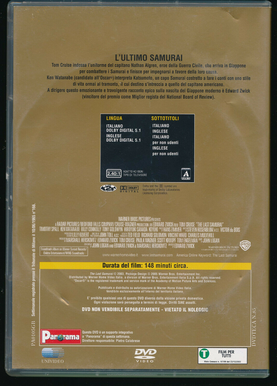 EBOND L' Ultimo Samurai DVD Editoriale D561131
