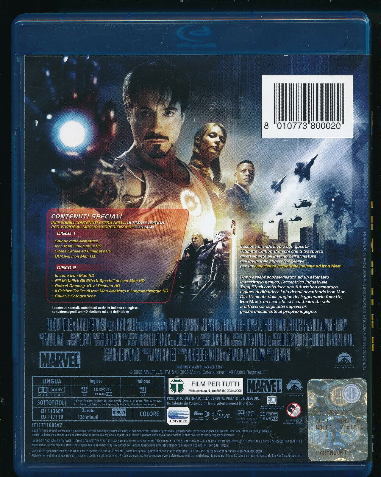 EBOND Iron Man BLURAY Ultimate Edition 2 Dischi BLURAY D561229