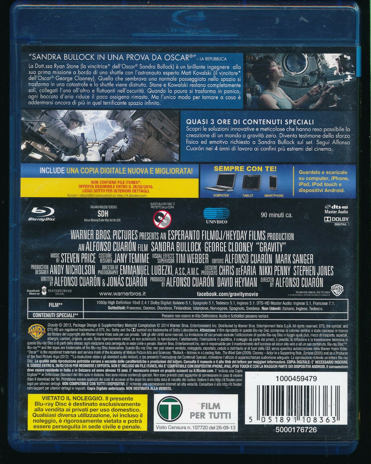 EBOND Gravity BLURAY + Copia Digitale BLURAY D561411