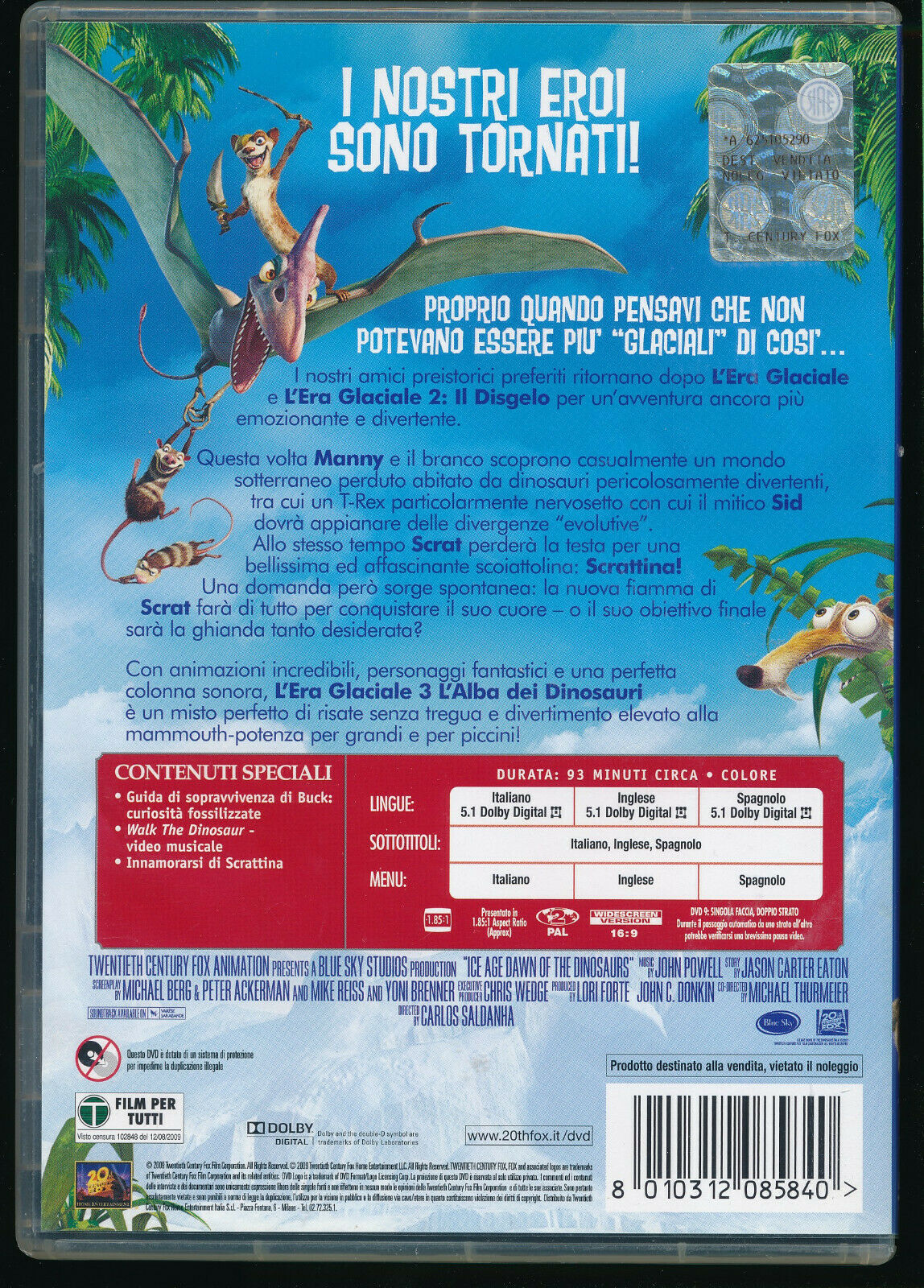 EBOND L'era Glaciale 3 L'alba Dei Dinosauri DVD D561956