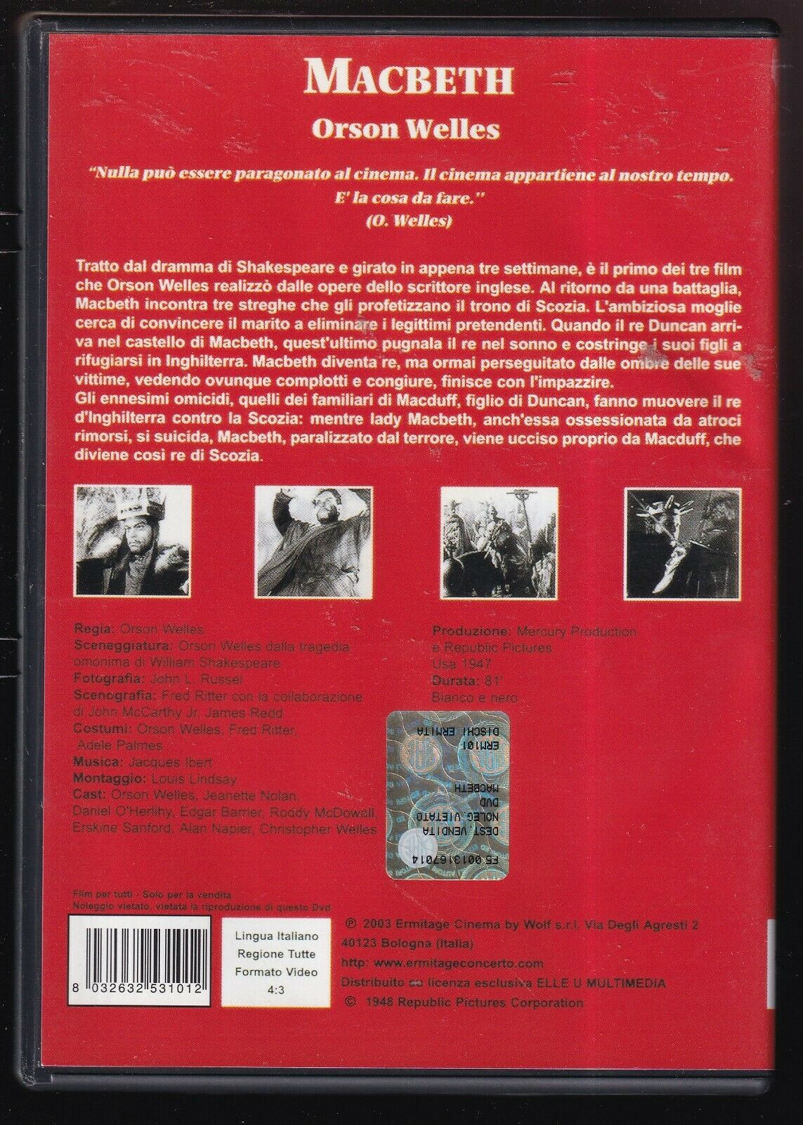 EBOND Macbeth (1948) By Orson Welles DVD D563917