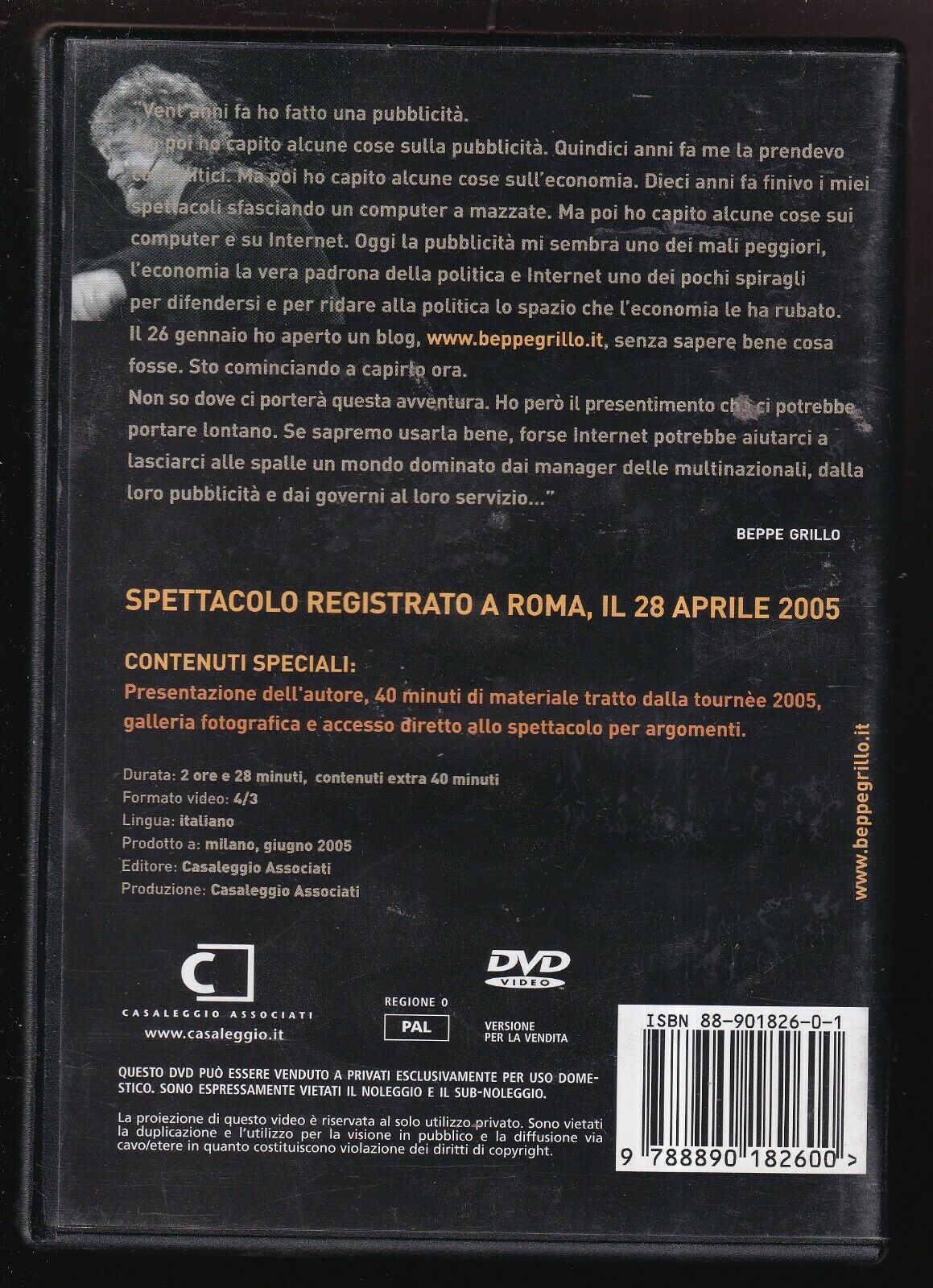 EBOND Beppegrillo.it Spectacolo Registrato a Roma DVD D564021