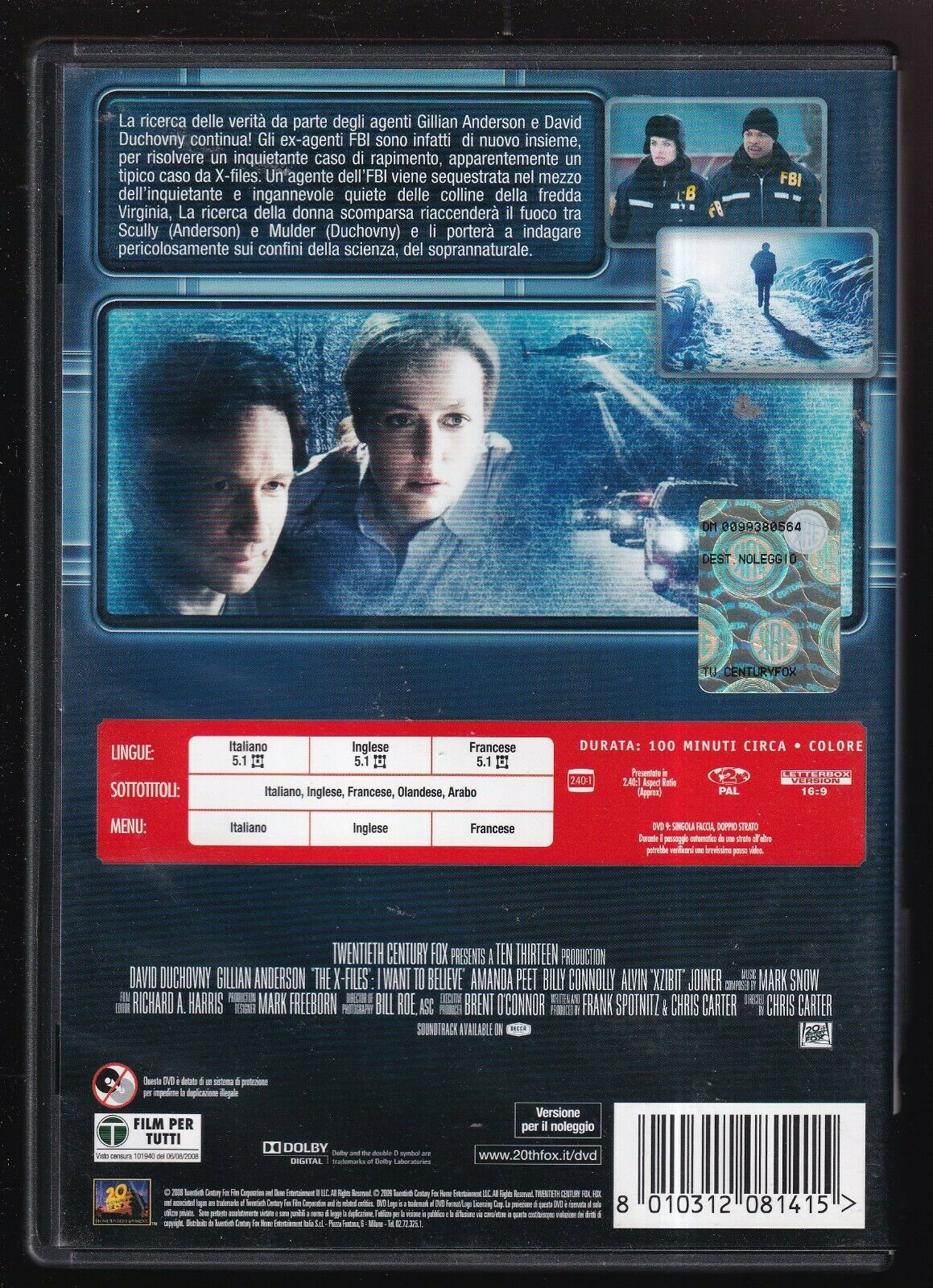 EBOND X Files Voglio Crederci DVD Ex Noleggio D564108