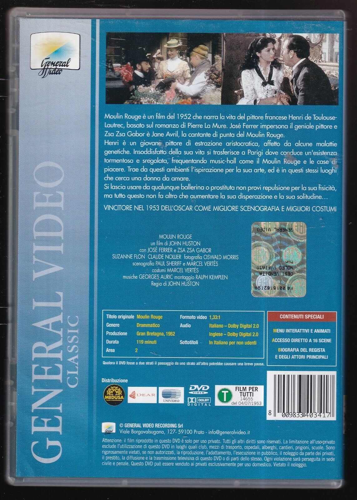 EBOND Moulin Rouge (1952) By John Huston DVD D564121