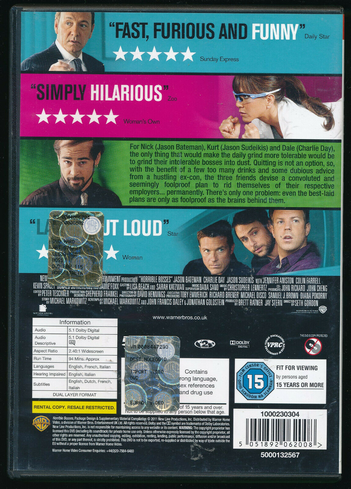 EBOND Horrible Bosses DVDuk Edition Ex Noleggio D565803