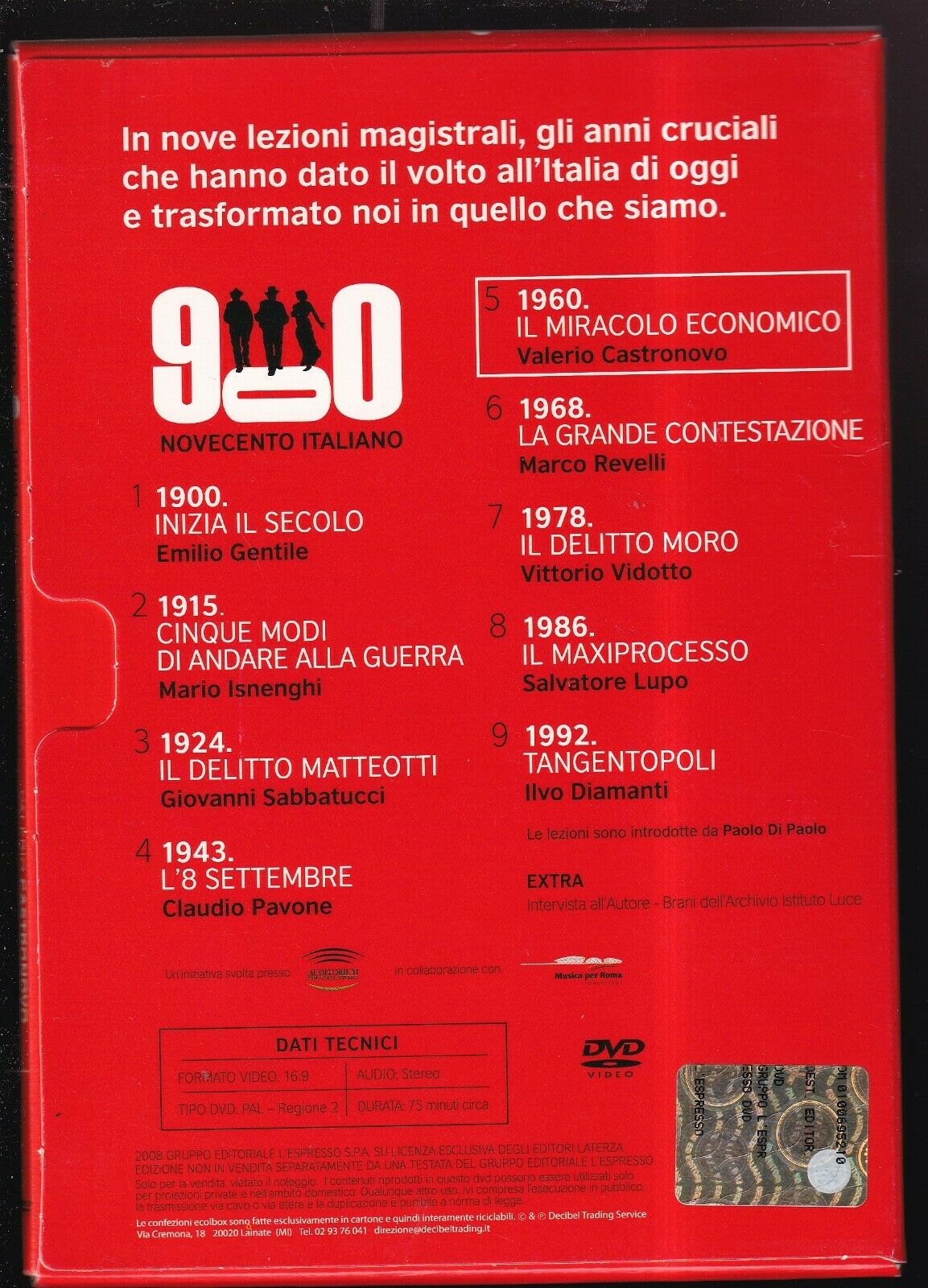 EBOND 1960 Miracolo Economico Novecento Italiano Lezioni Di Storia DVD D568028
