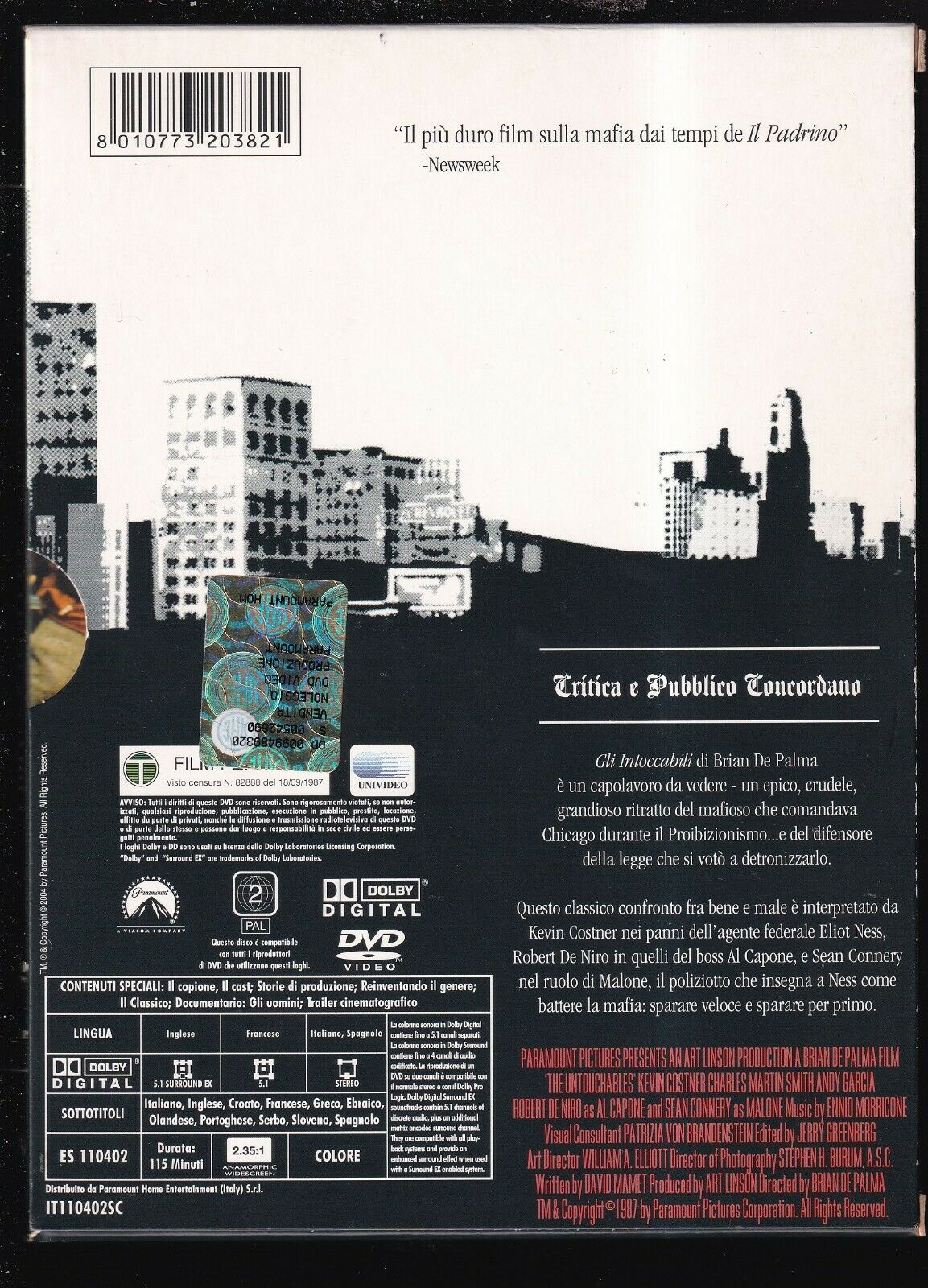 EBOND The Untouchables Gli Intoccabili Digipack DVD D569857