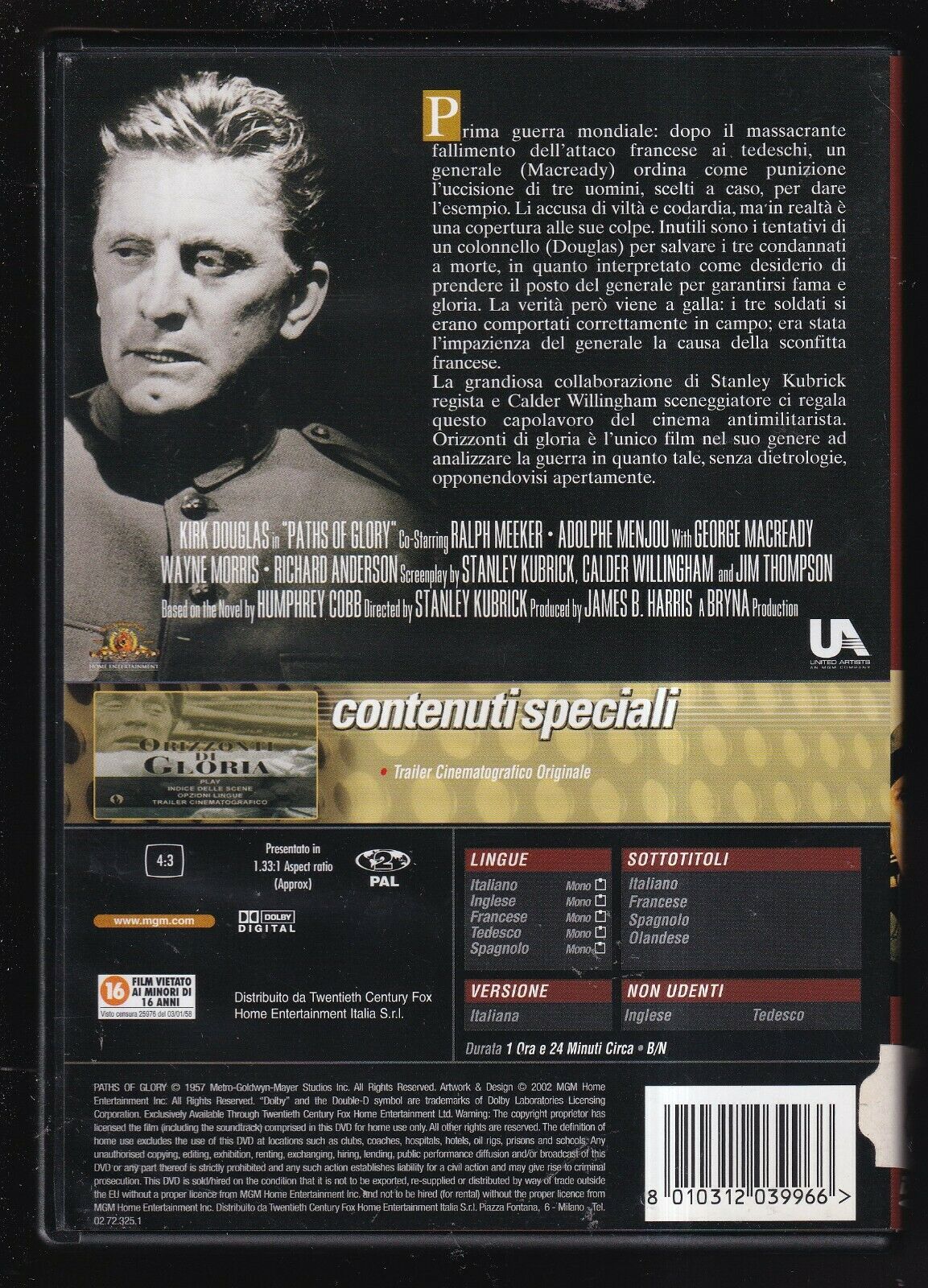 EBOND Orizzonti Di Gloria Di Stanley Kubrick Con Kirk Douglas DVD D571225