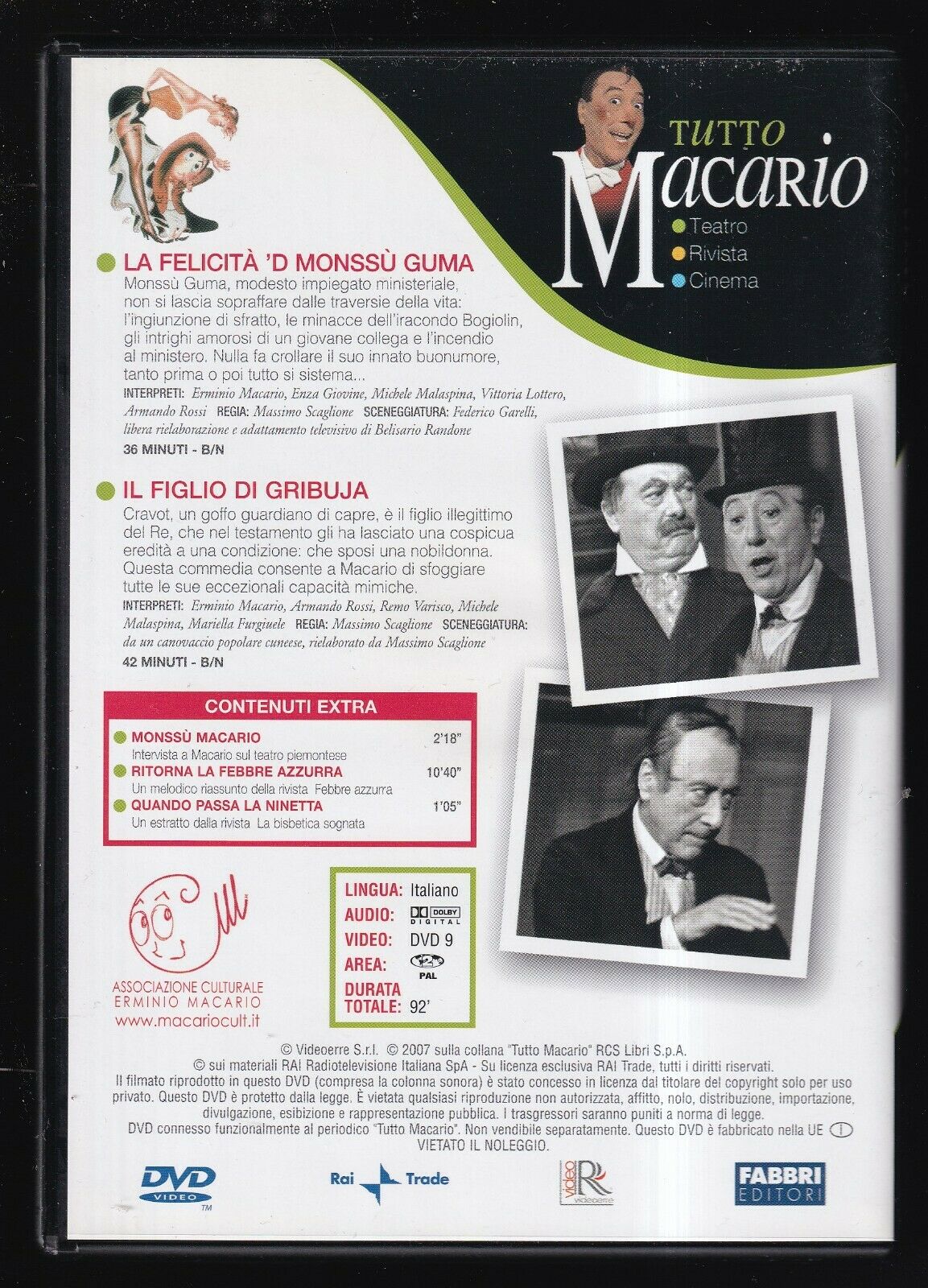 EBOND La Felicita 'd Monssu Guma Il Figlio Tutto Macario Editoriale DVD D571945