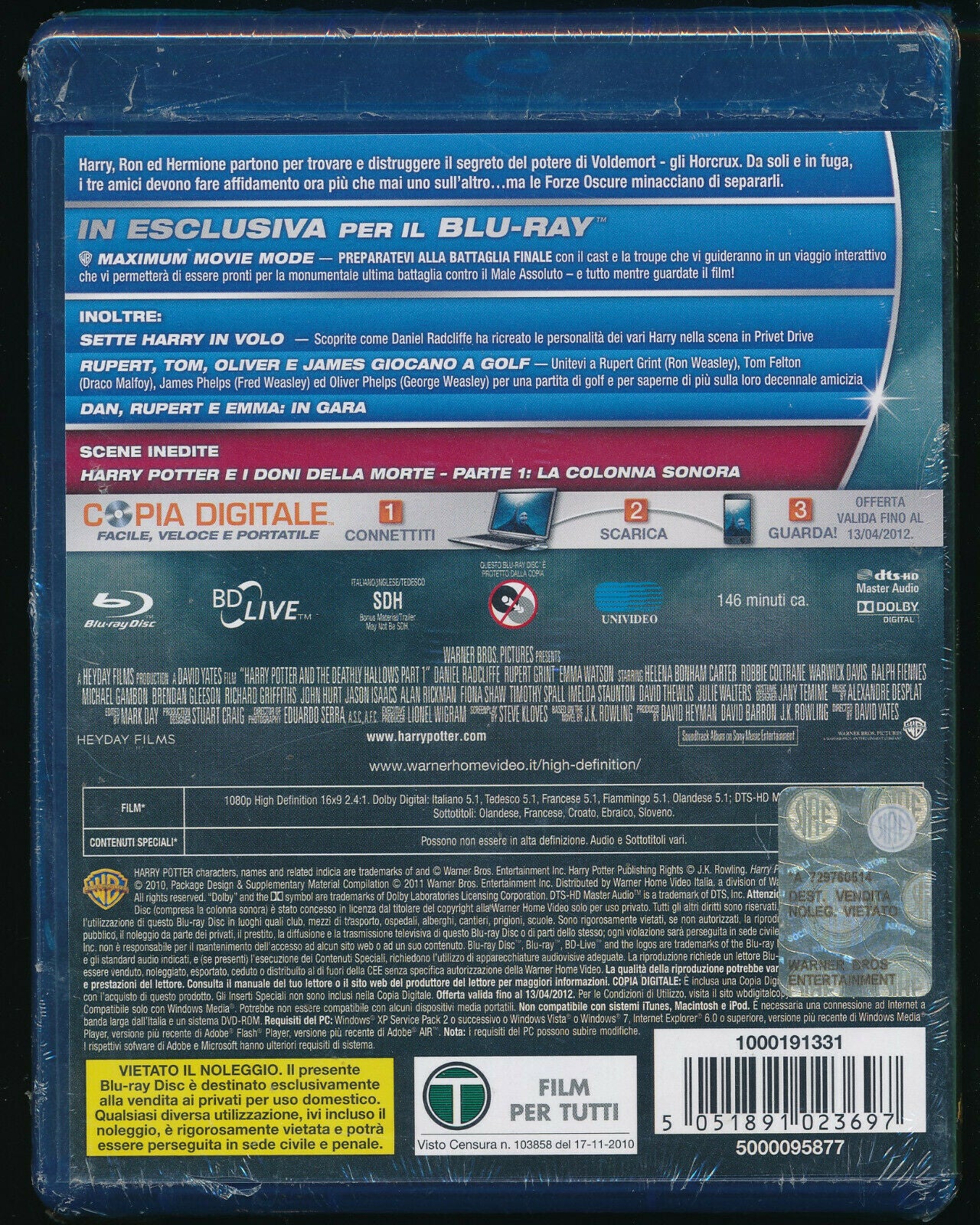 EBOND Harry Potter Doni Morte Part 1 2 BLURAY + DVD+ Copia Digitale BLURAY D572326