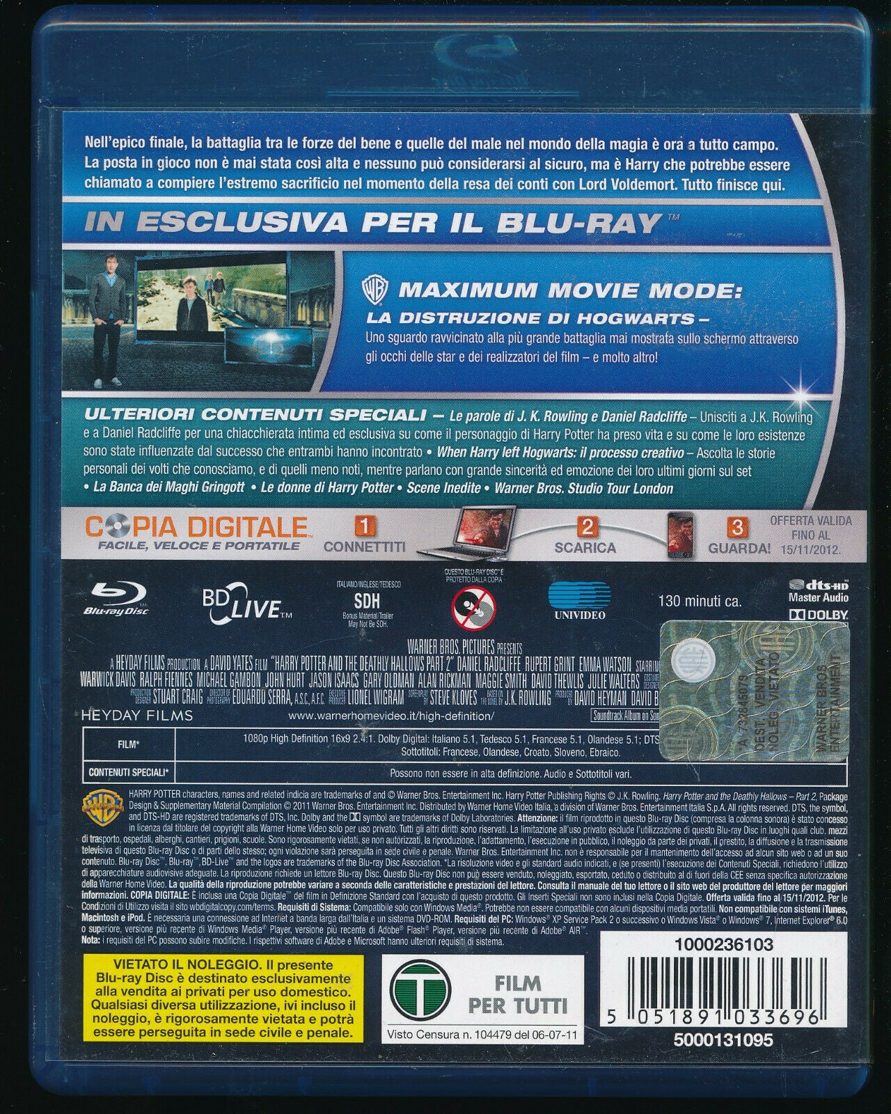 EBOND Harry Potter e i Doni Della Morte - Parte 2 BLURAY + DVD + Copy BLURAY D572353