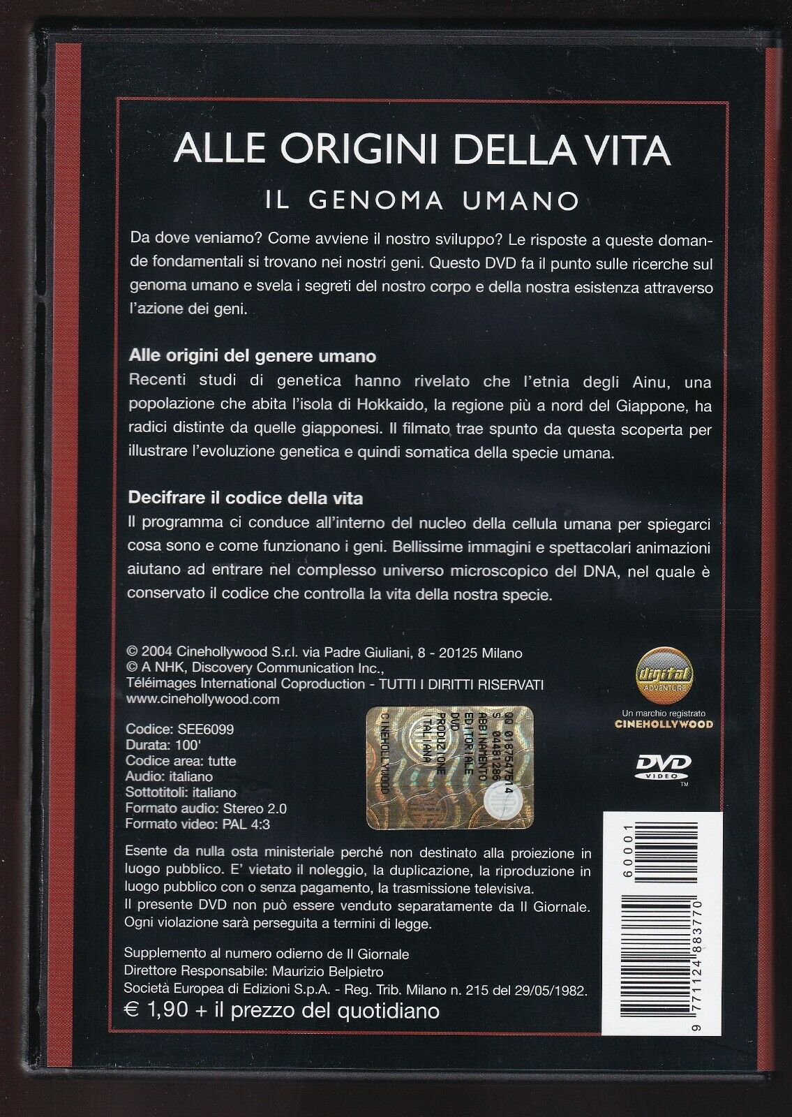 EBOND Alle Origini Della Vita Il Genoma Umano DVD D576901