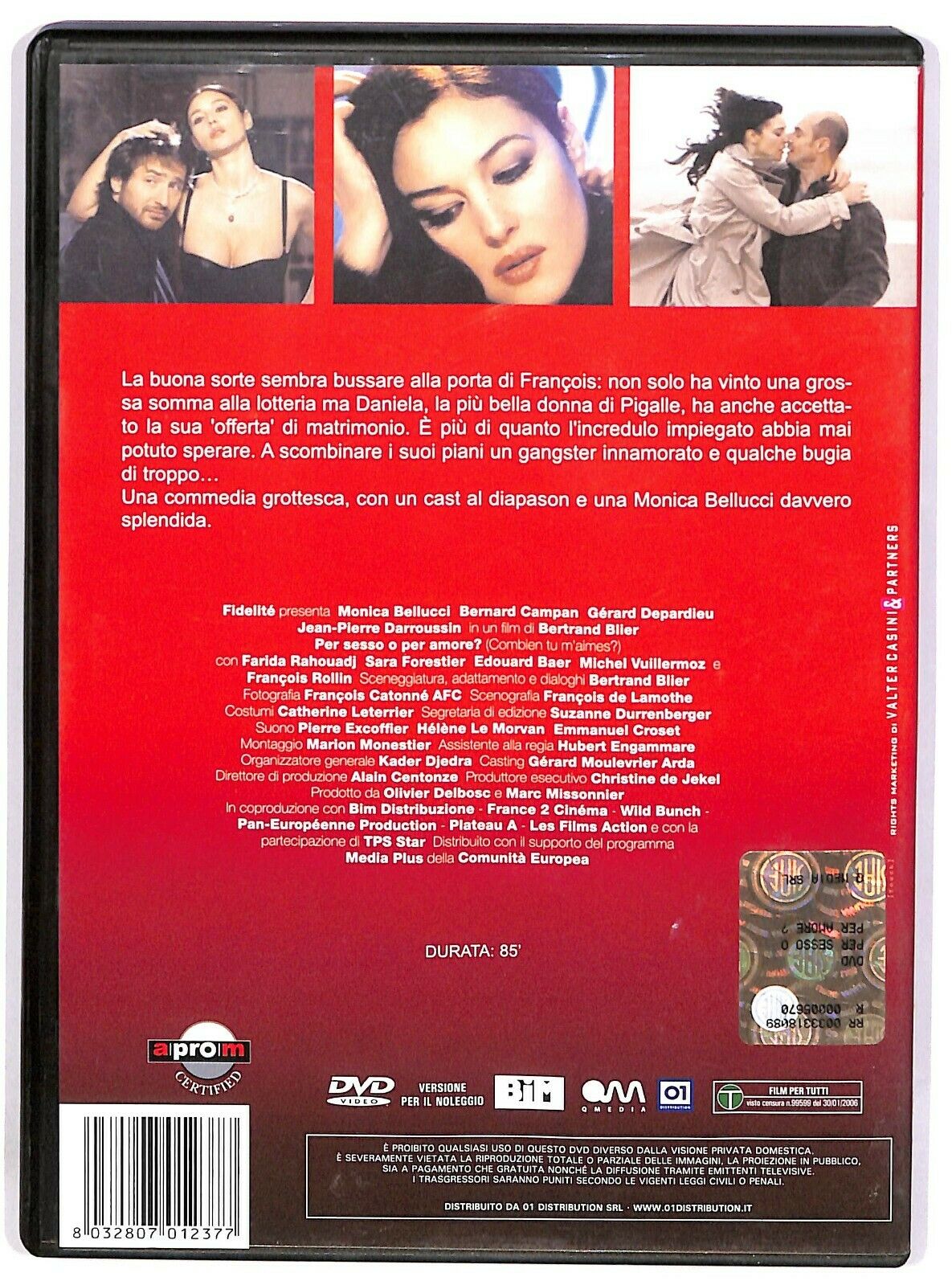 EBOND Per Sesso O Per Amore? Con Monica Bellucci DVD Ex Noleggio D577332