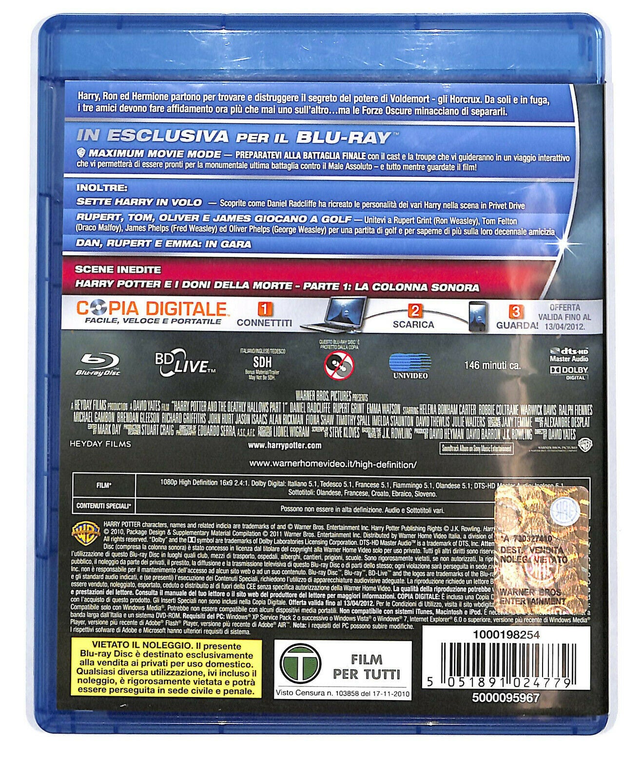 EBOND Harry Potter Doni Morte Prima Parte 2 BLURAY + DVD+copia Dig BLURAY BLURAY BLURAY D579801