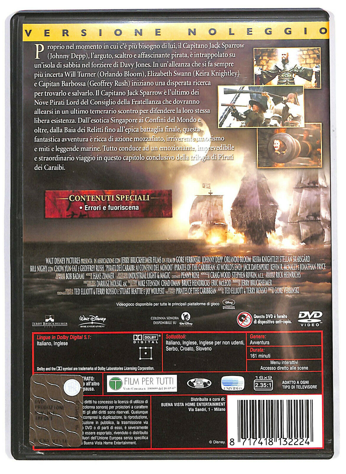 EBOND Pirati Dei Caraibi Ai Confini Del Mondo DVD Ex Noleggio D580216