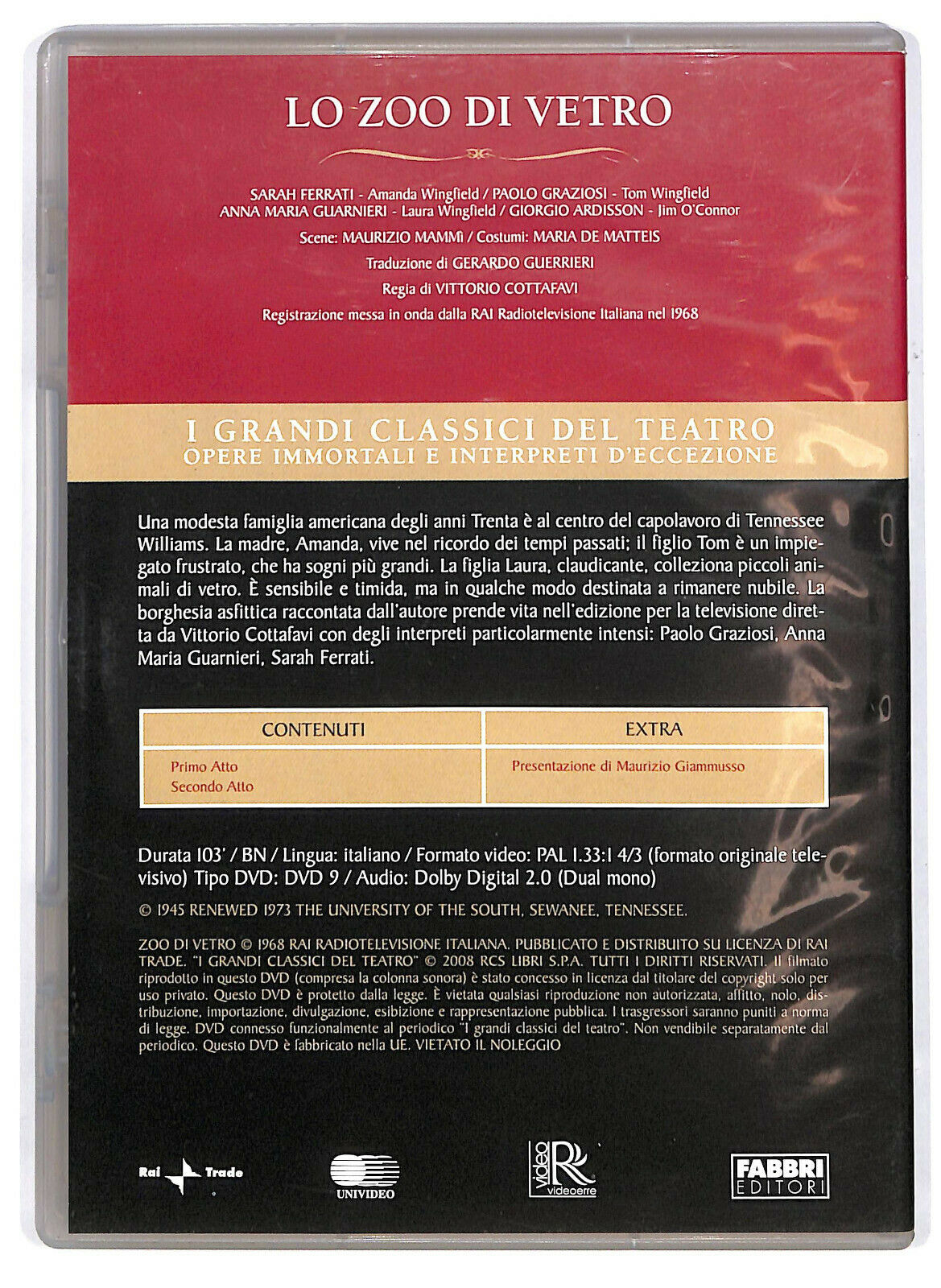 EBOND Lo Zoo Di Vetro - Tennessee Williams DVD Editoriale D580237