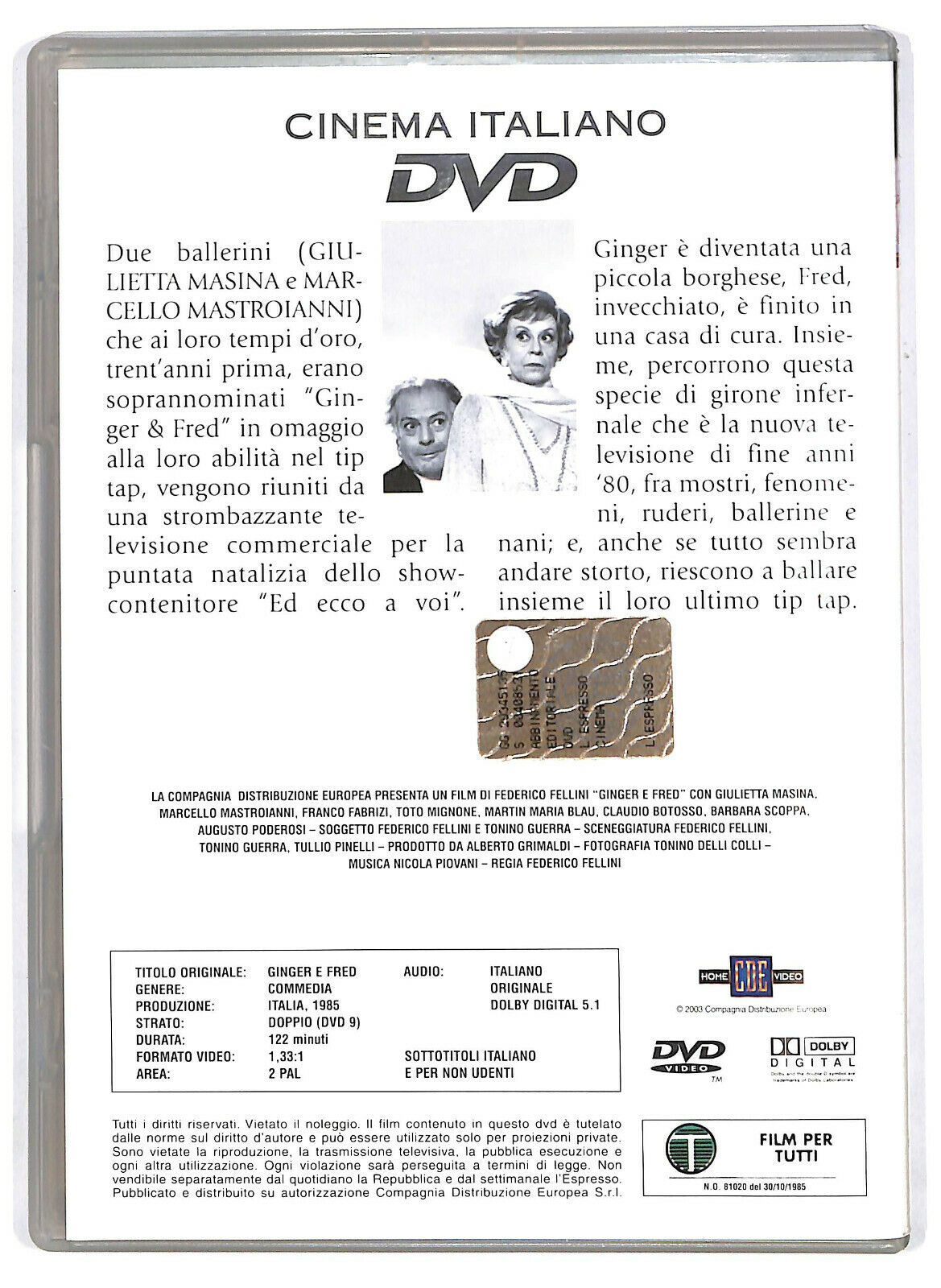 EBOND Ginger e Fred DVD Editoriale D580245