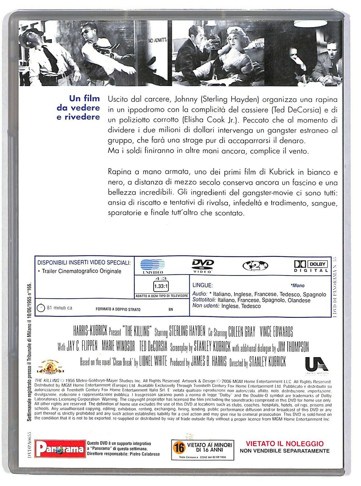 EBOND Rapina a Mano Armata Di Stanley Kubrick DVD Editoriale D582019