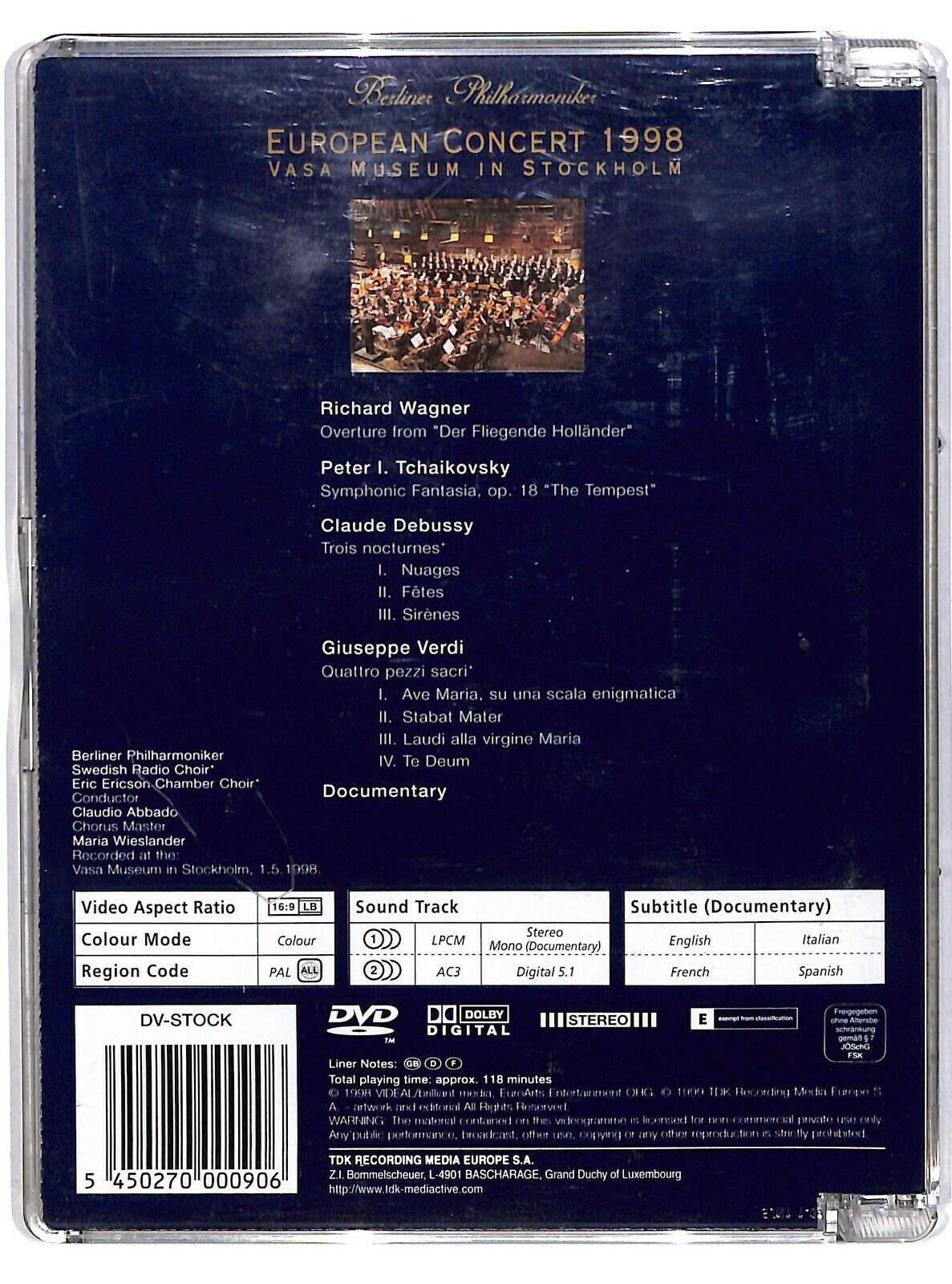 EBOND Claudio Abbado European Concert 1998 Sjb DVD D582113