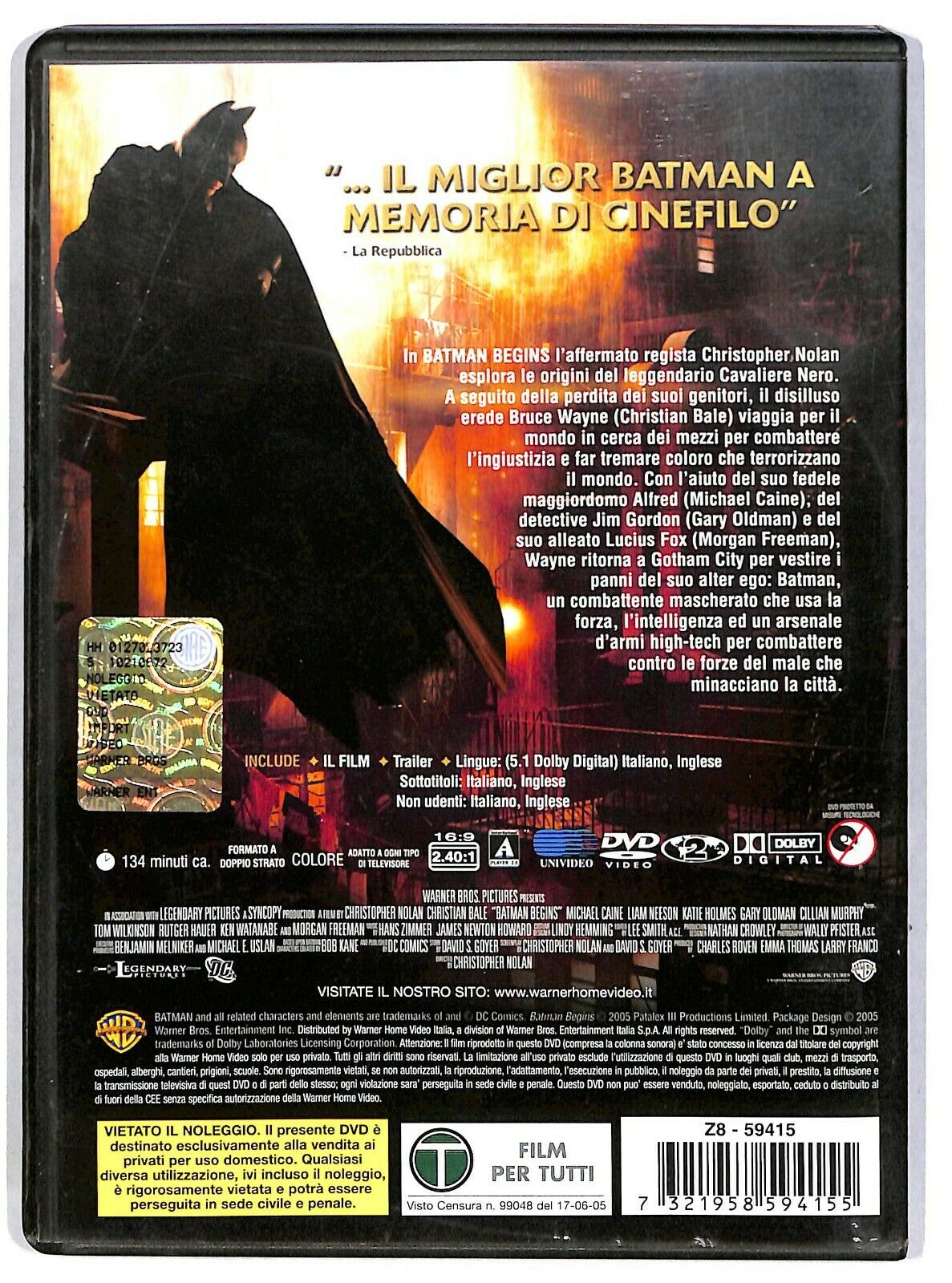 EBOND Batman Begins Di Christopher Nolan DVD Ex Noleggio D583755