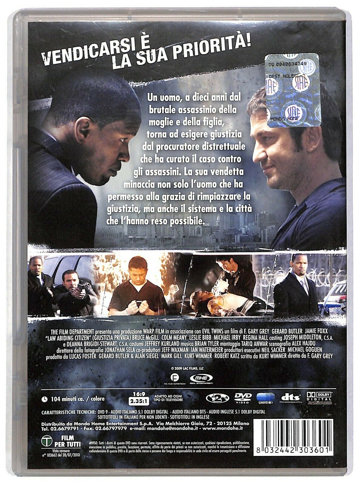EBOND Giustizia Privata Con Gerard Butler, Jamie Foxx DVD Ex Noleggio D584422