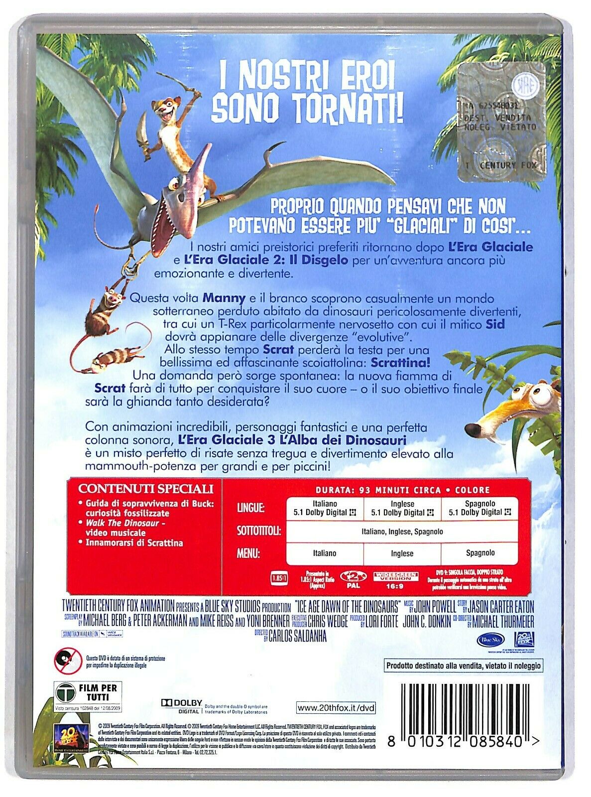 EBOND L'era Glaciale 3 L'alba Dei Dinosauri DVD D584438