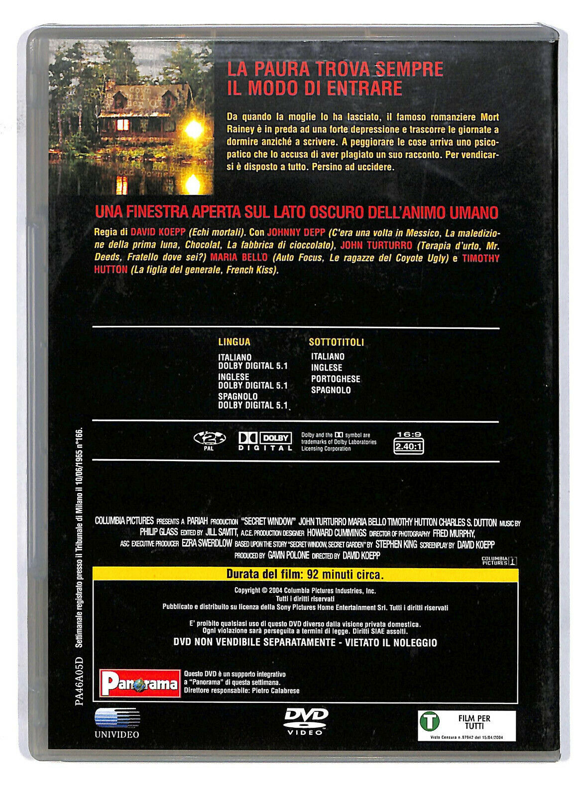 EBOND Secret Window DVD Editoriale D587917