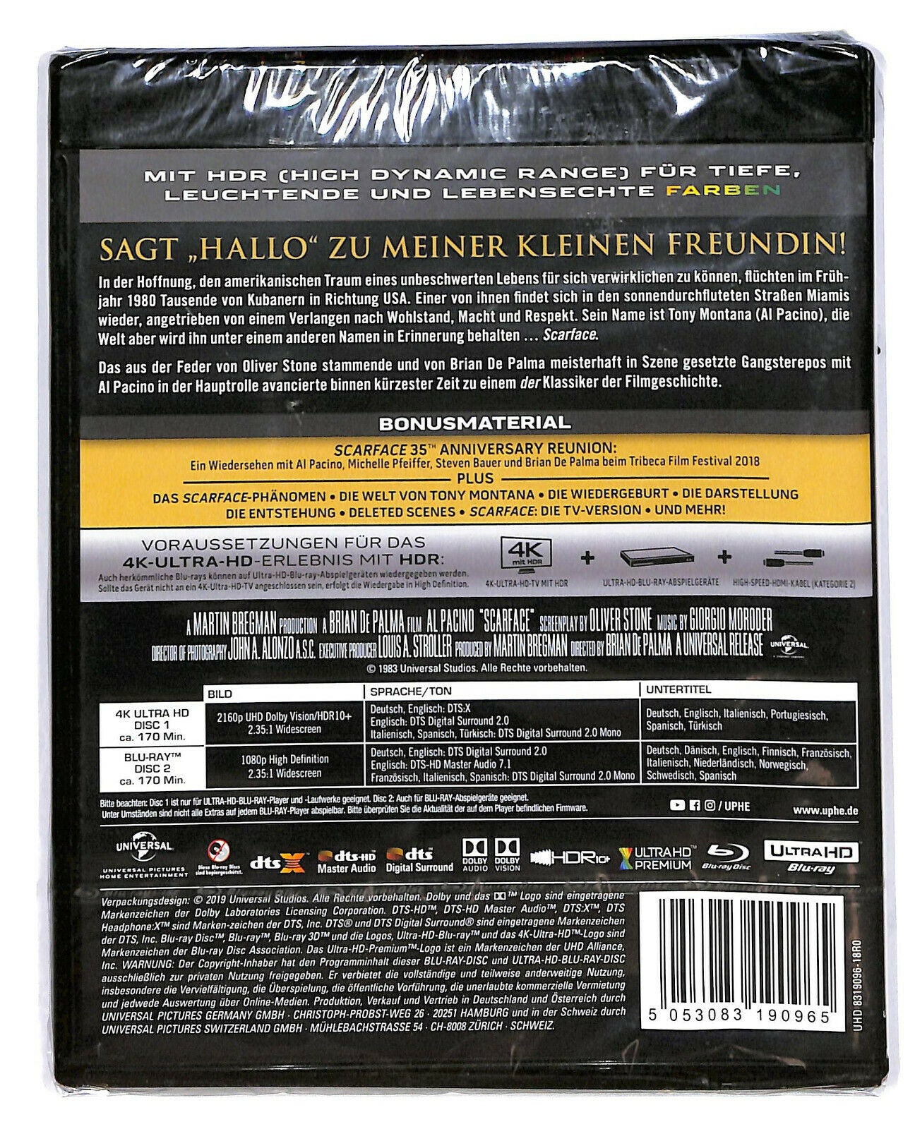 EBOND Scarface 4k Ultra Hd + BLURAY German Edition BLURAY D591347
