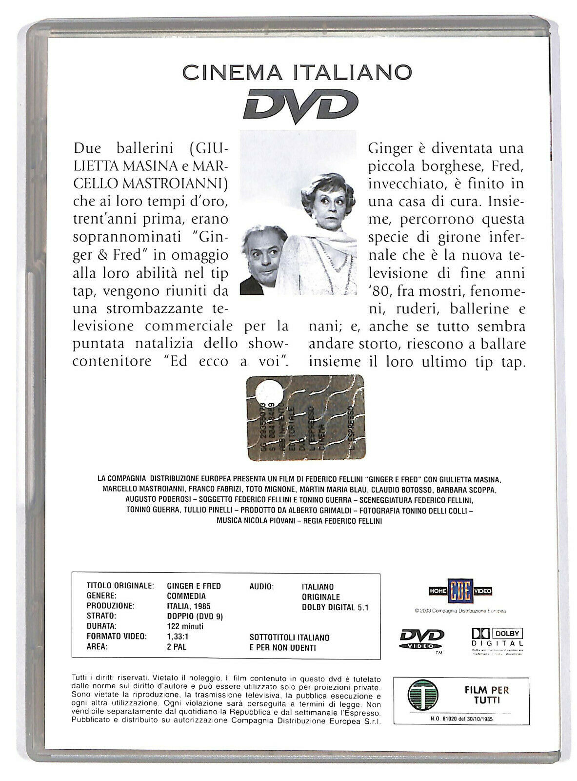 EBOND Ginger e Fred DVD Editoriale D592414