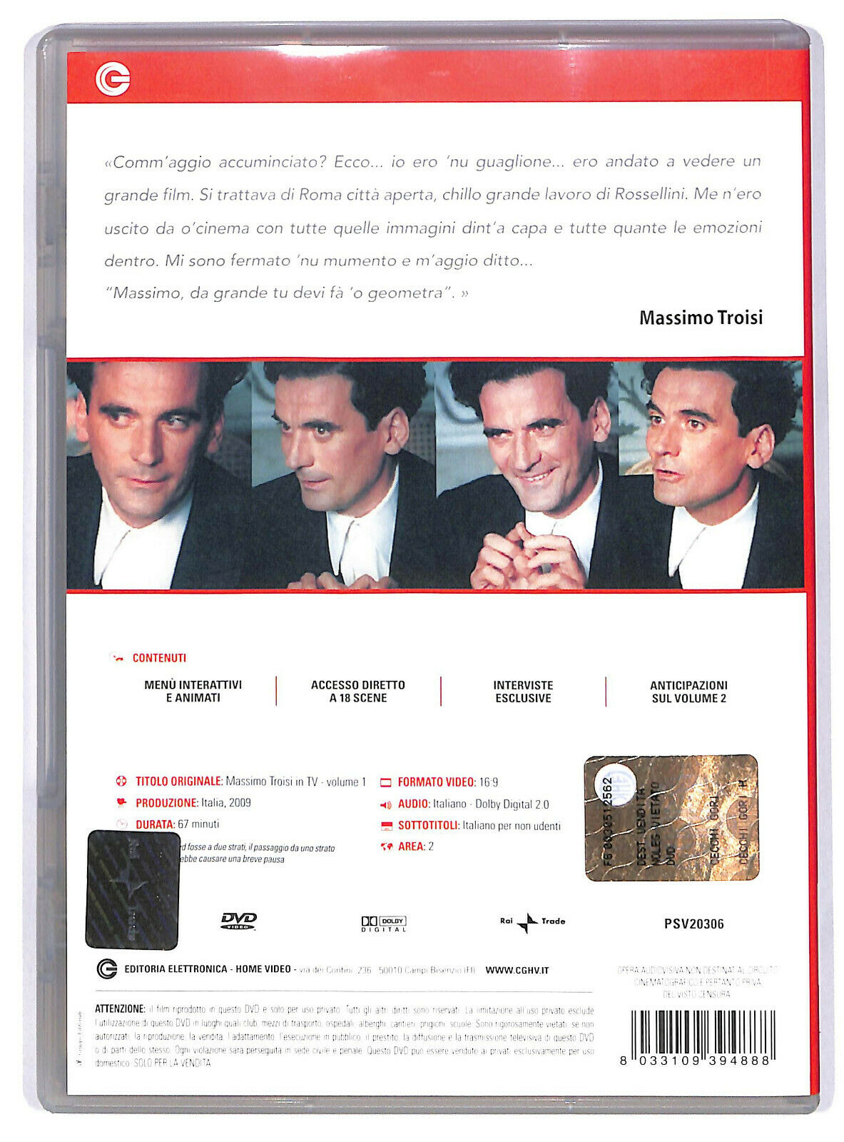 EBOND Massimo Troisi In Tv Volume 1 DVD Editoriale D595215