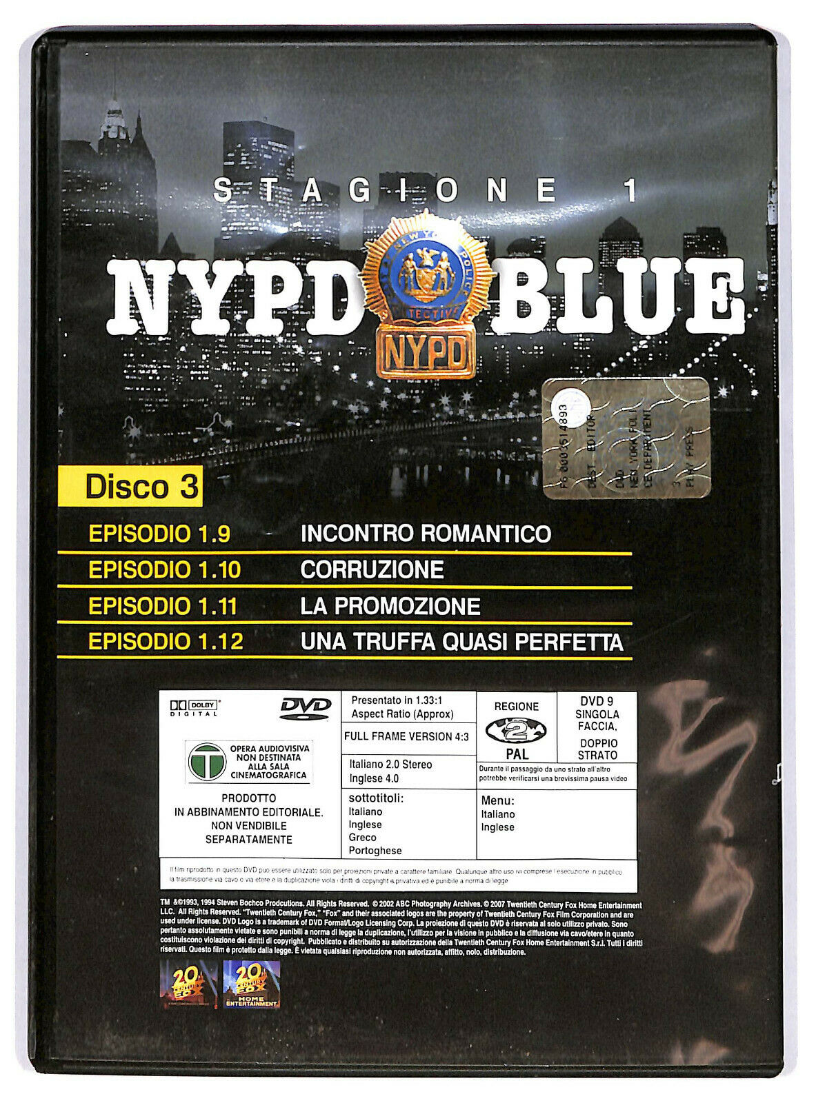 EBOND Nypd Blue Stagione 1 Disco 3 DVD Editoriale D595959