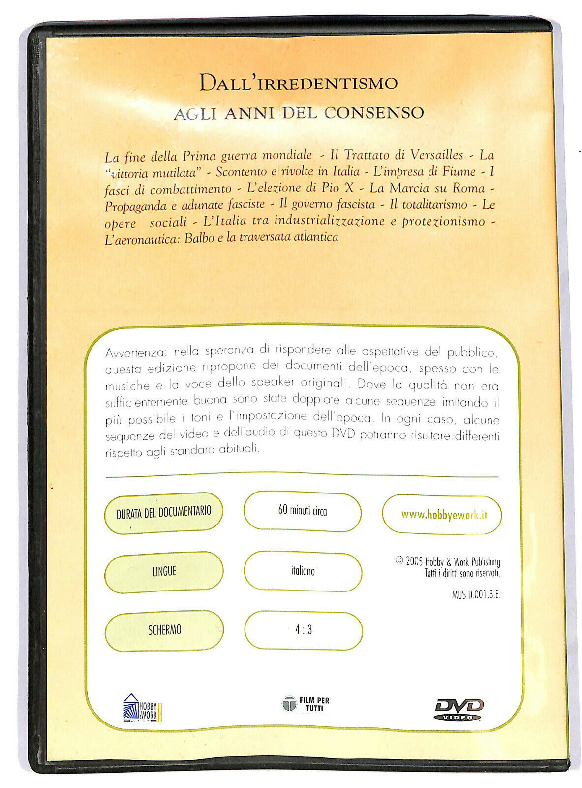 EBOND Dall'irredentismo Agli Anni Del Consenso DVD Editoriale D596833