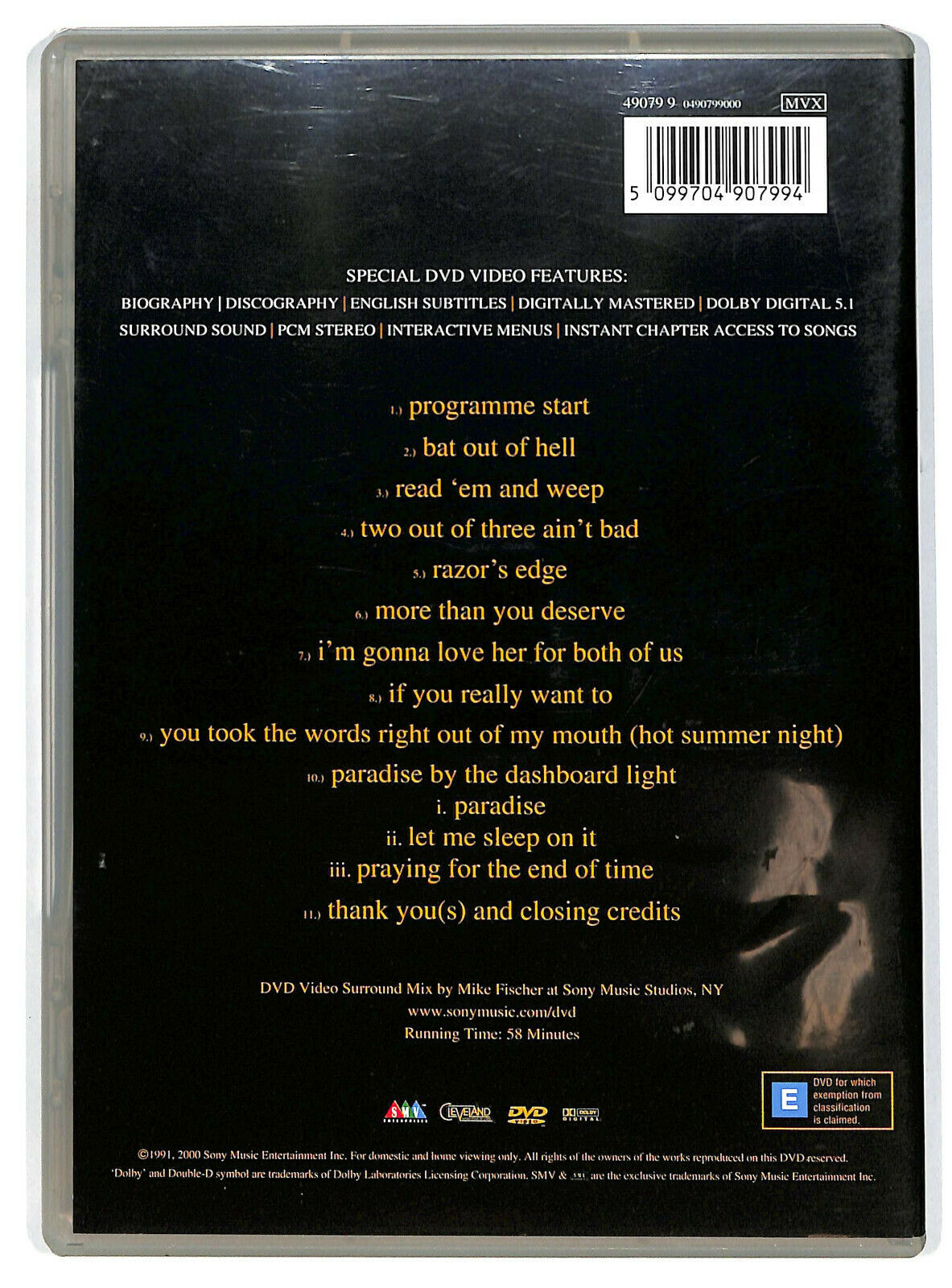 EBOND Meat Loaf – Hits Out Of Hell DVD D597034