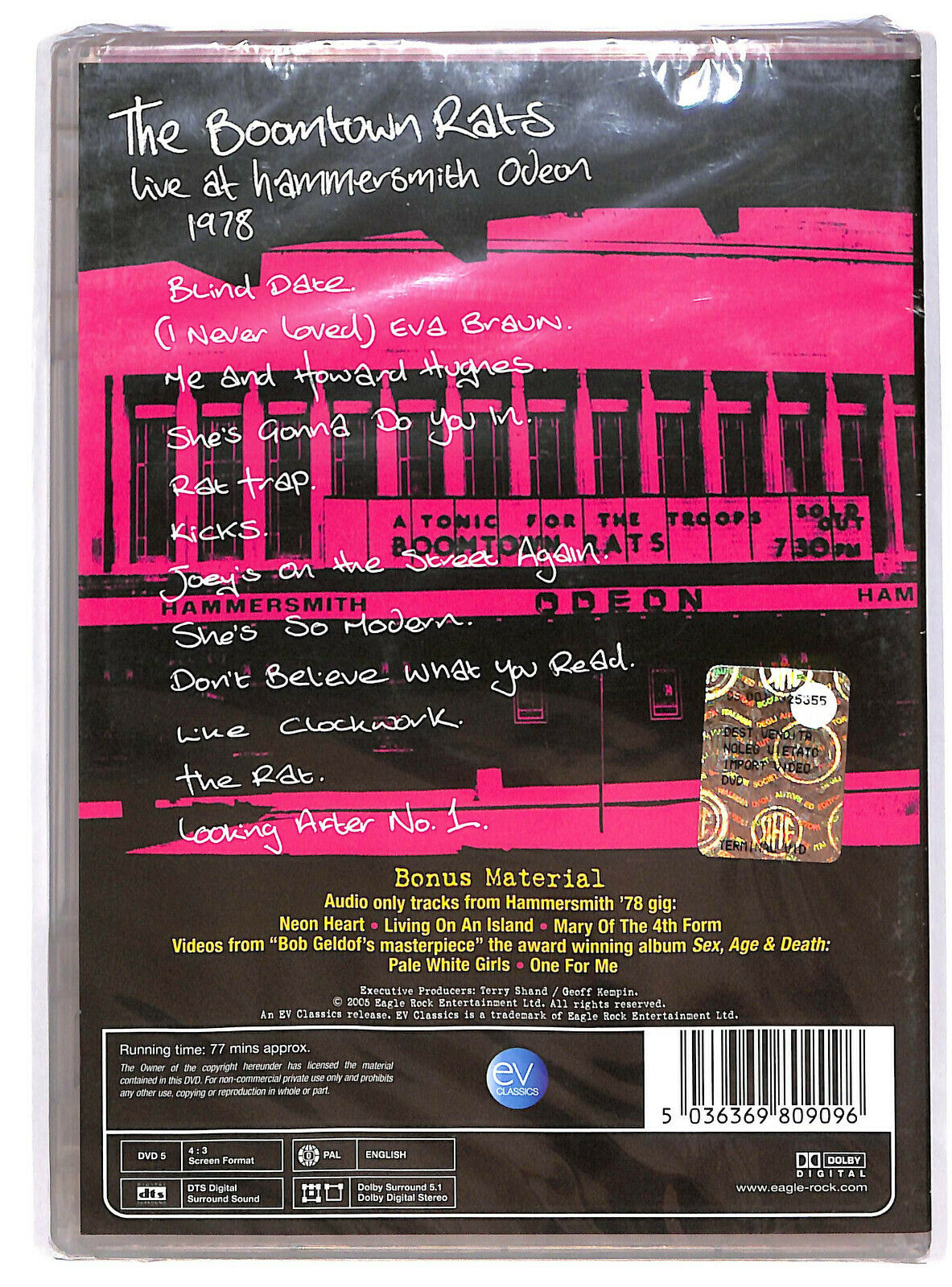 EBOND The Boomtown Rats – Live At Hammersmith Odeon 1978 DVD D598331