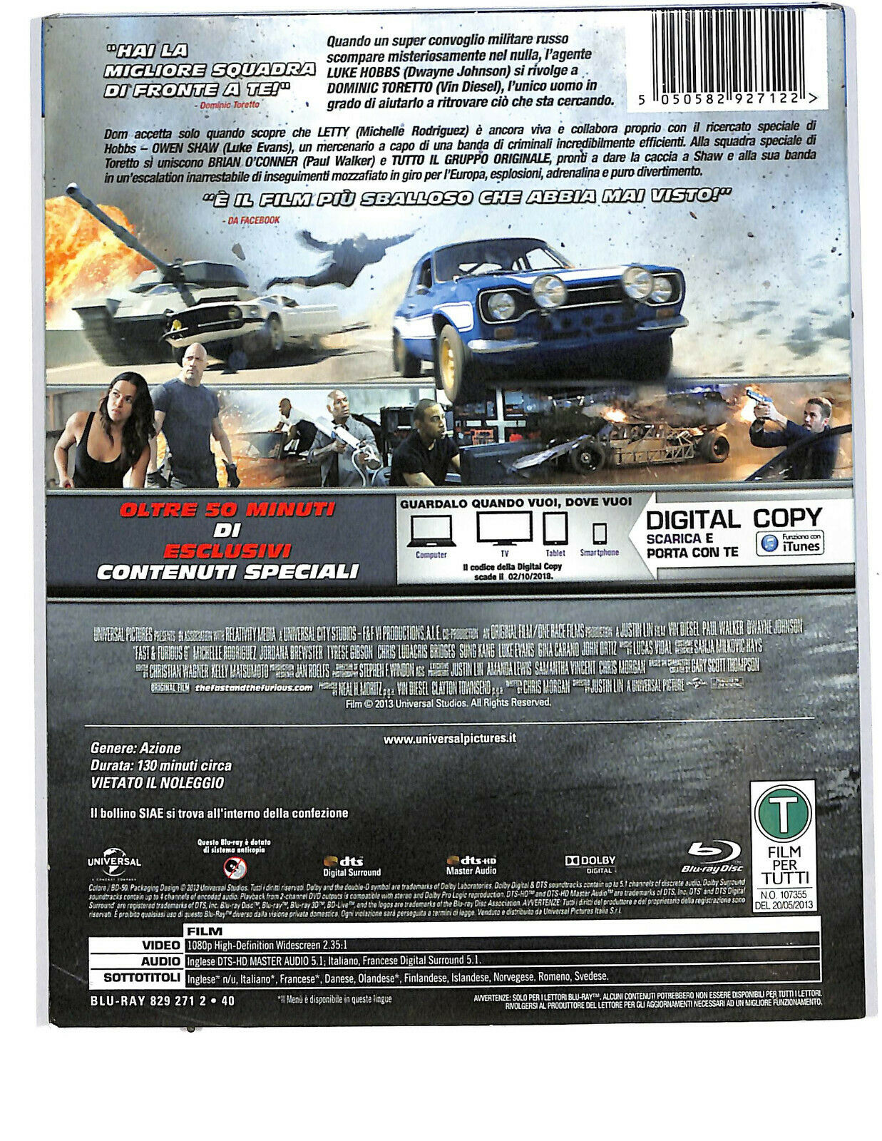 EBOND Fast & Furious 6 BLURAY + Digital Copy Slipcase BLURAY D601647