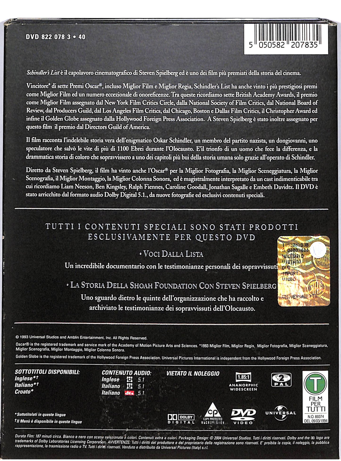 EBOND Schindler'S List DVD D602450