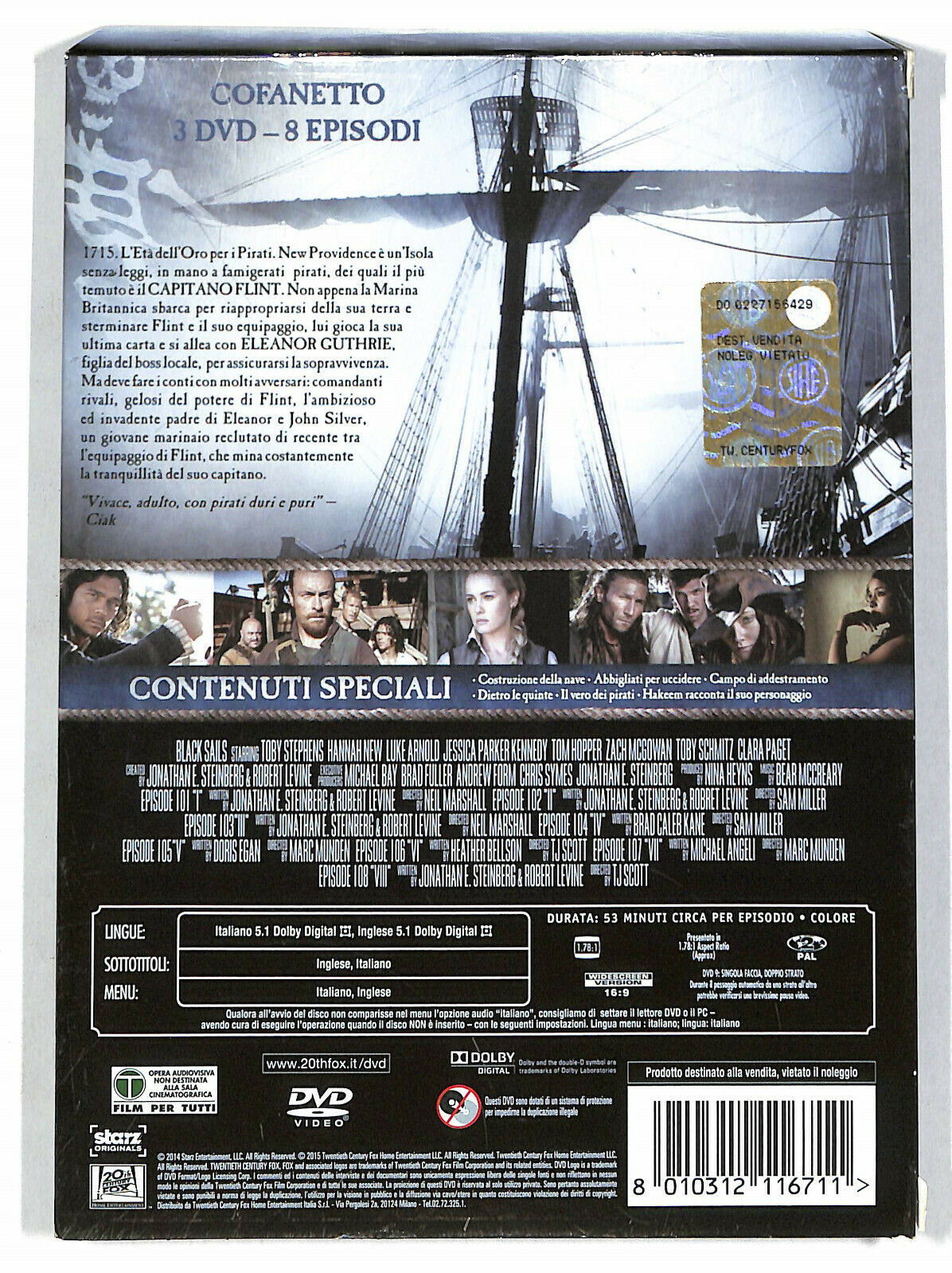 EBOND Black Sails la prima stagione completa Cofanetto 8 episodi 3 DVD D604310