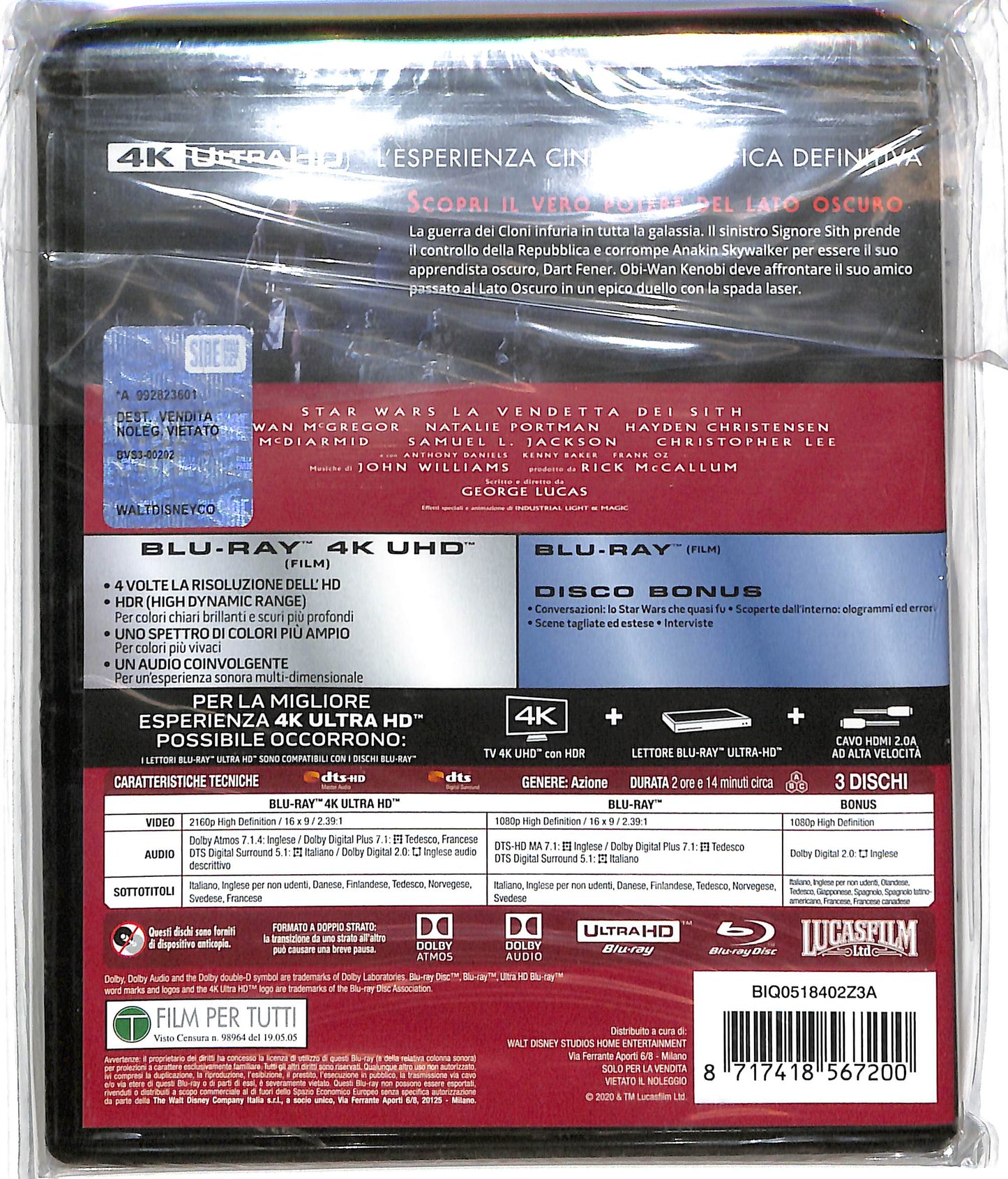 EBOND Star Wars - La vendetta dei Sith (BLURAY Ultra HD 4K) BLURAY D610021
