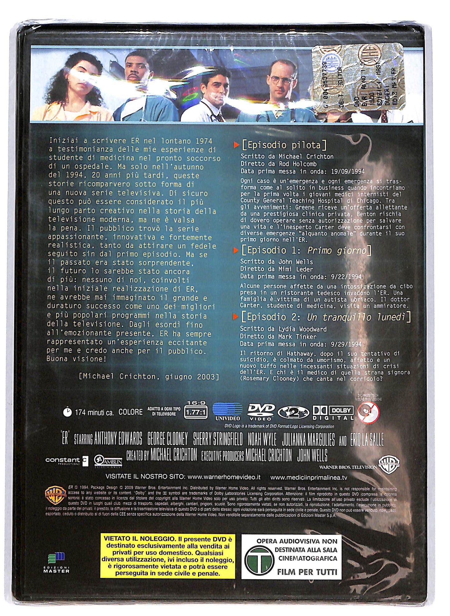 EBOND ER Medici in prima linea Disco 1 Stag.1 Episodi 1-2 EDITORIALE DVD D615911