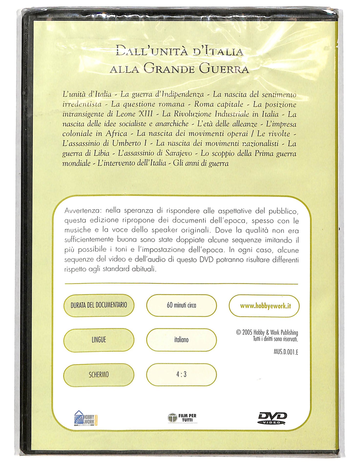 EBOND Dall'unita' d'Italia alla Grande Guerra EDITORIALE DVD D619155