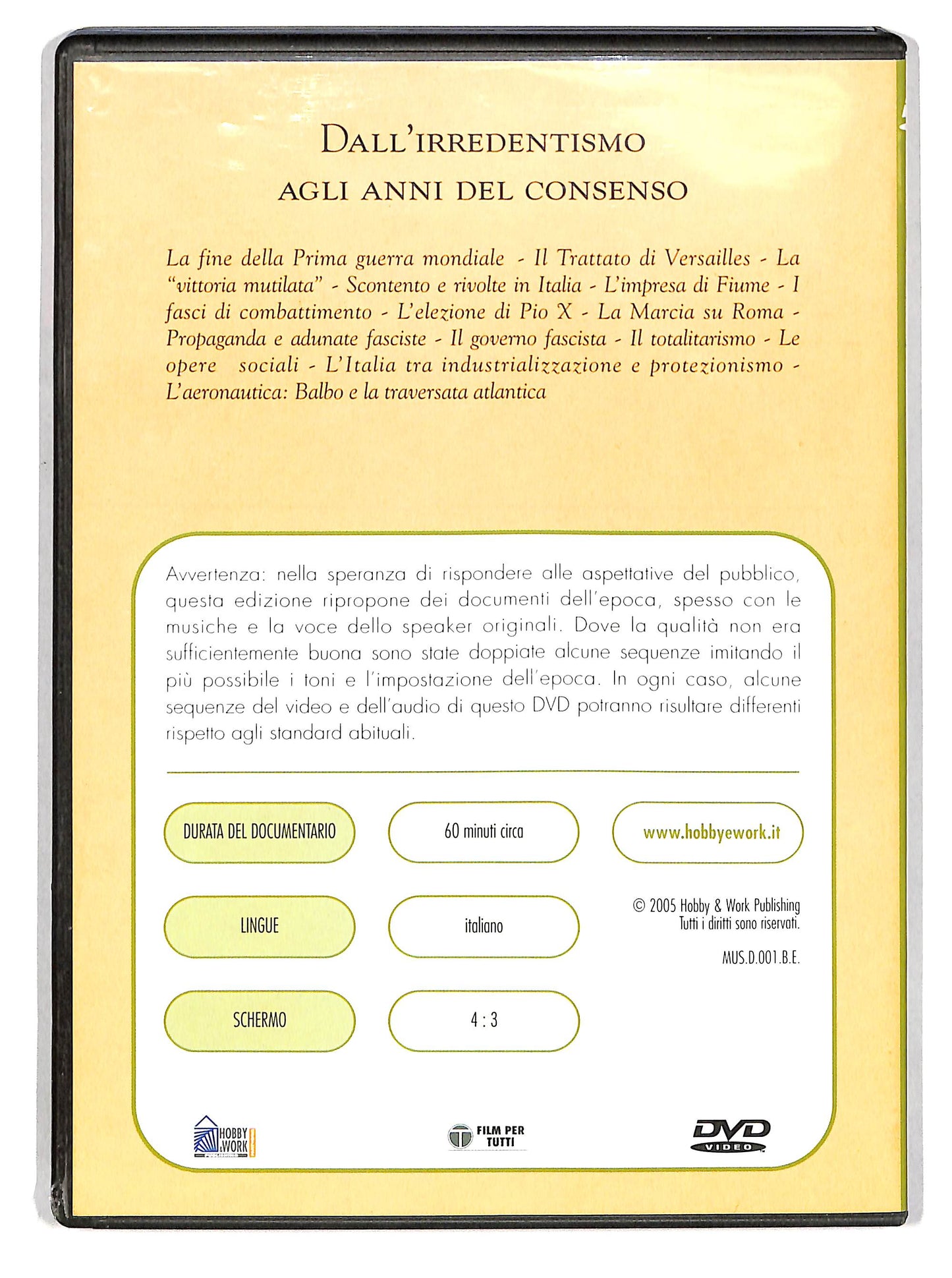 EBOND Dall'irredentismo agli anni del consenso EDITORIALE DVD D619156