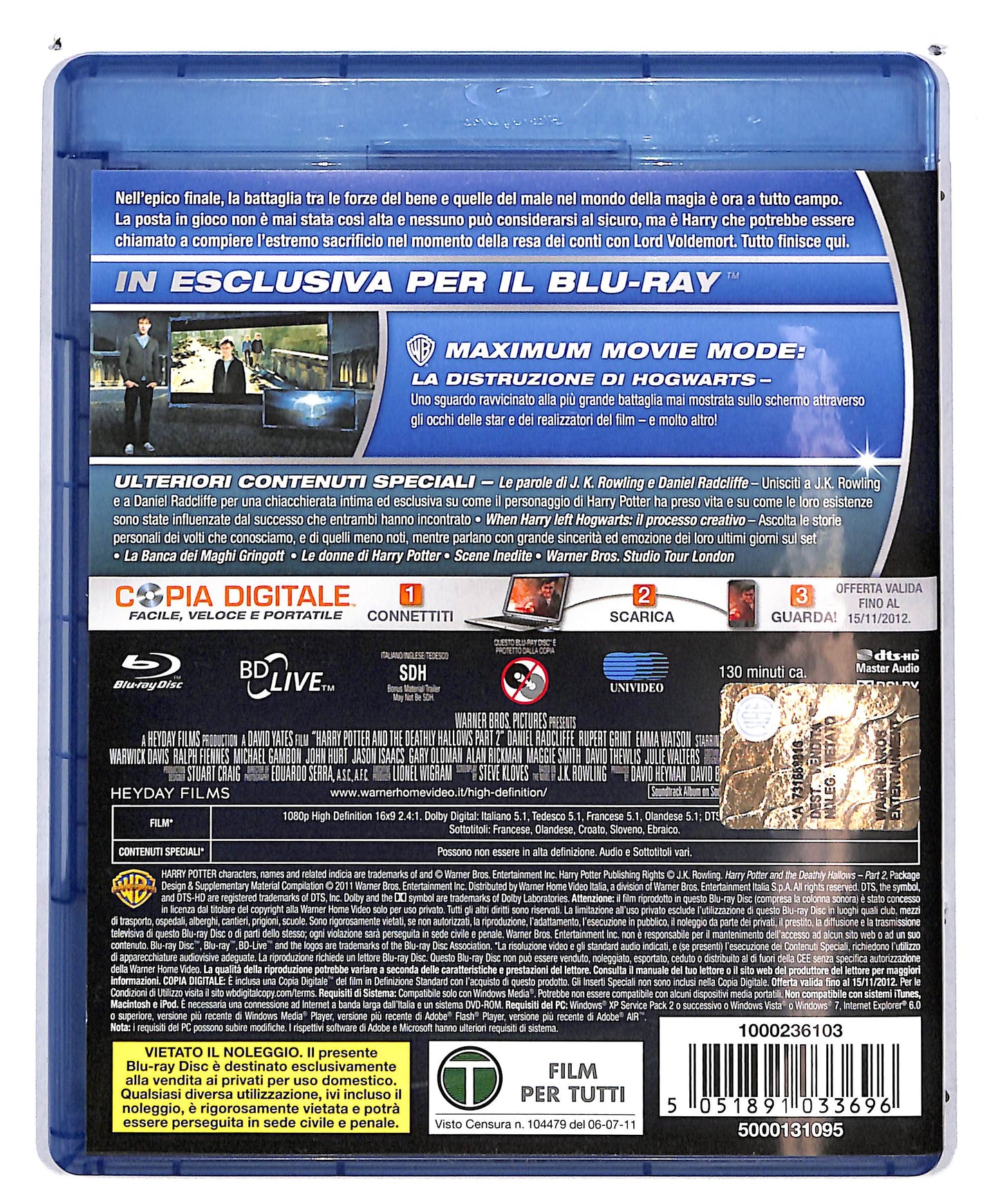 EBOND Harry Potter e i Doni della Morte - Prt. 2 2 BLURAY + DVD BLURAY D625062