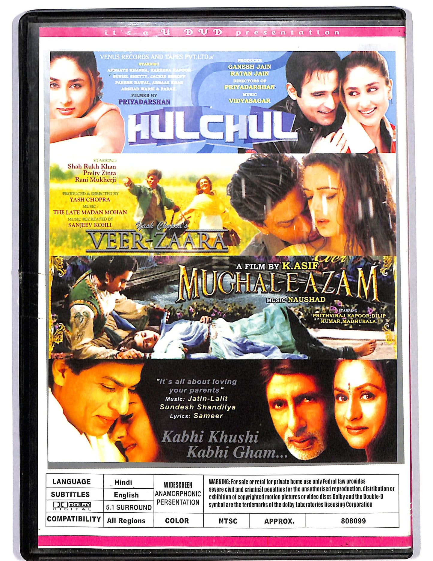 EBOND 4 film - Hulchull - veer - zaara - muchal - e - azam - kabhi khushi DVD D626054