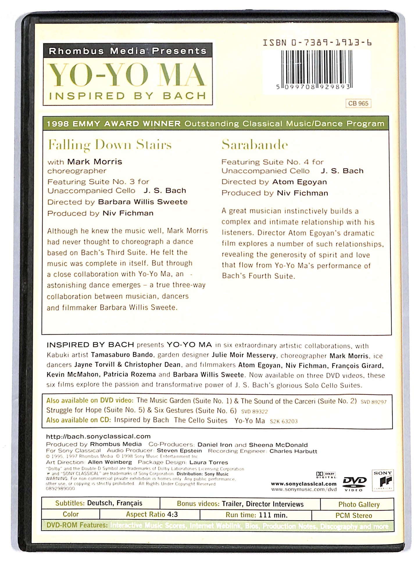 EBOND Yo-Yo Ma - Bach: Inspired By Bach Vol.2 DVD D626539
