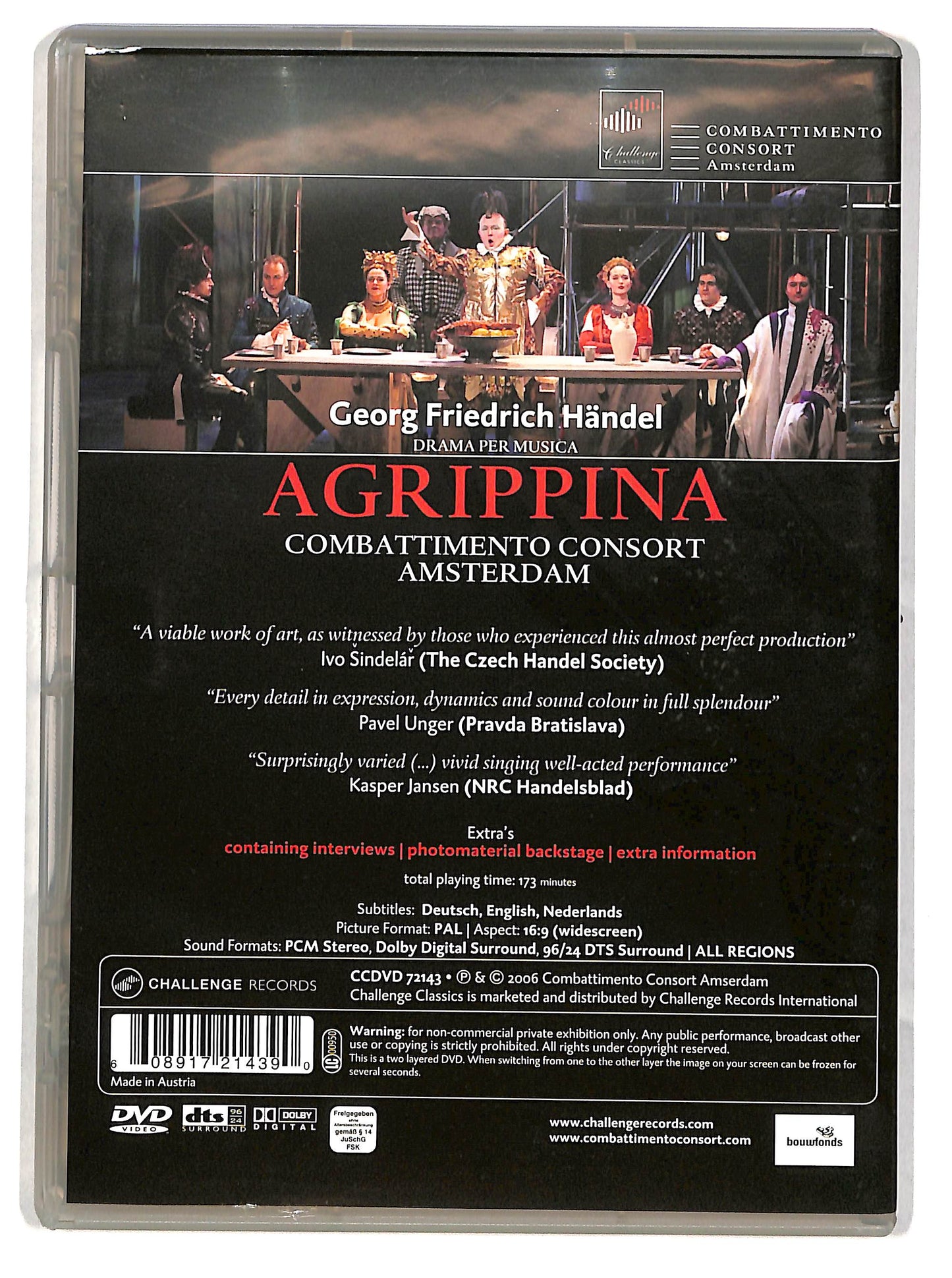 EBOND Agrippina Combattimento Consort Amsterdam DVD D626806