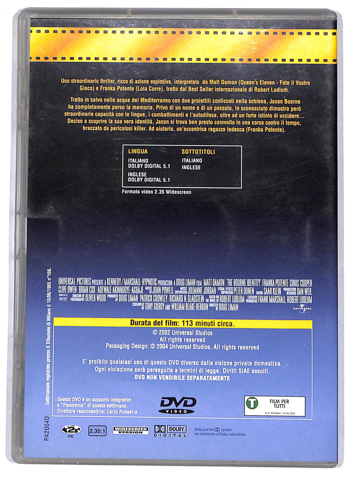 EBOND The Bourne Identity - EDITORIALE DVD D626917
